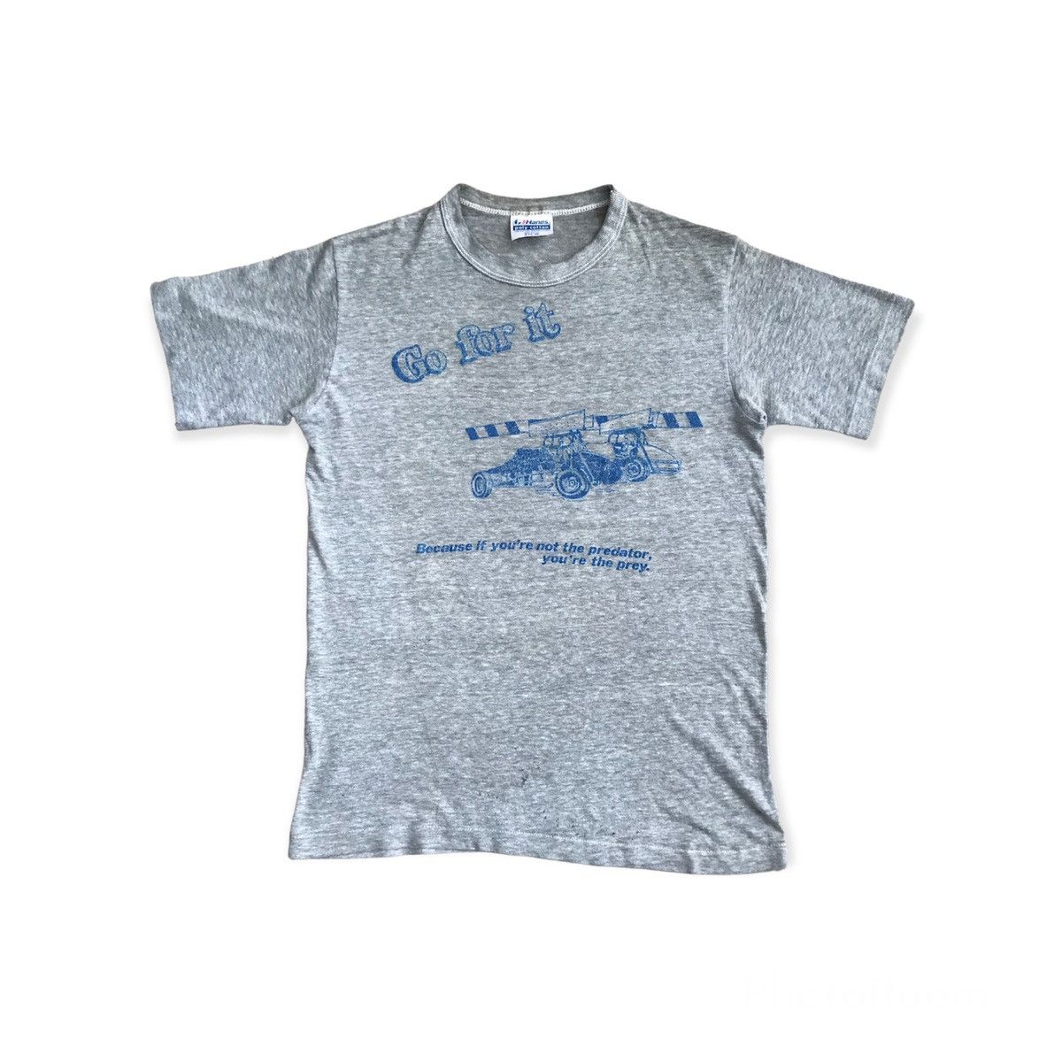 image of Racing x Sports Specialties Vintage 80's Hanes Single Stitch Tshirt in Grey, Men's (Size Small)