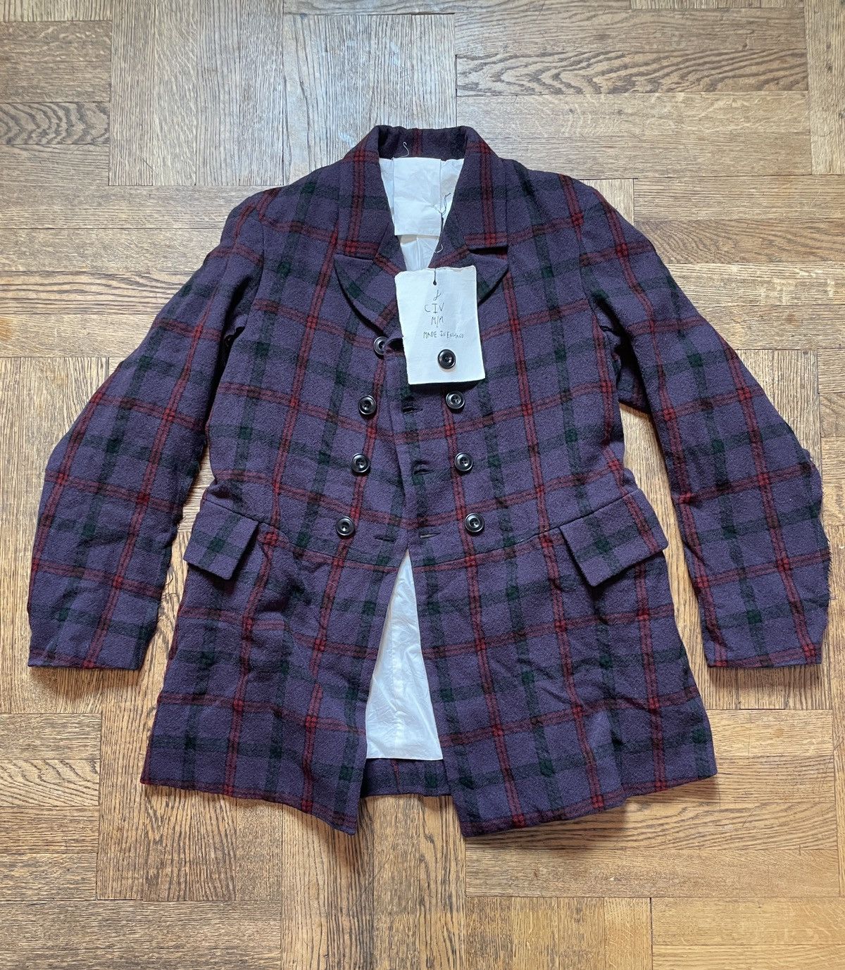 image of John Alexander Skelton Aw18 Civ Double Breasted Raw Edge Coat in Purple, Men's (Size Medium)