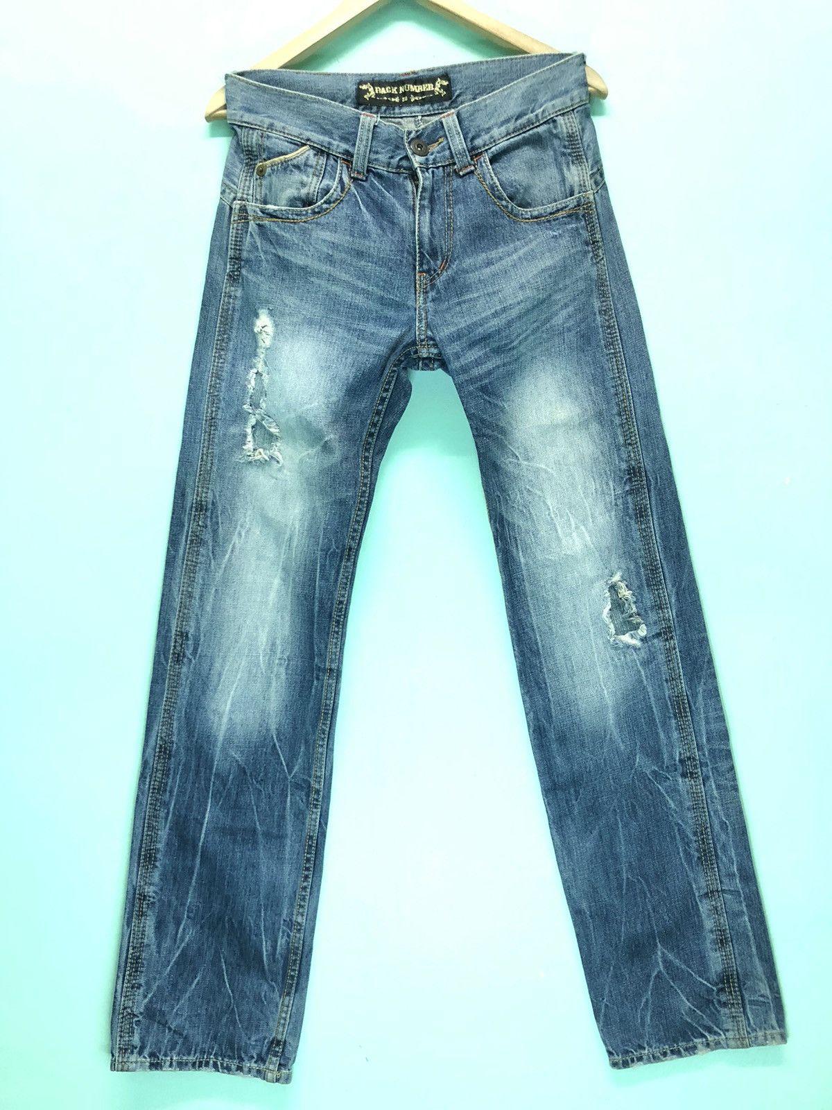 Japanese Brand × Vintage VINTAGE BACK NUMBER GOLD LABEL BUCKLE BACK DISTRESSED DENIM Size US 30 / EU 46 - 1 Thumbnail