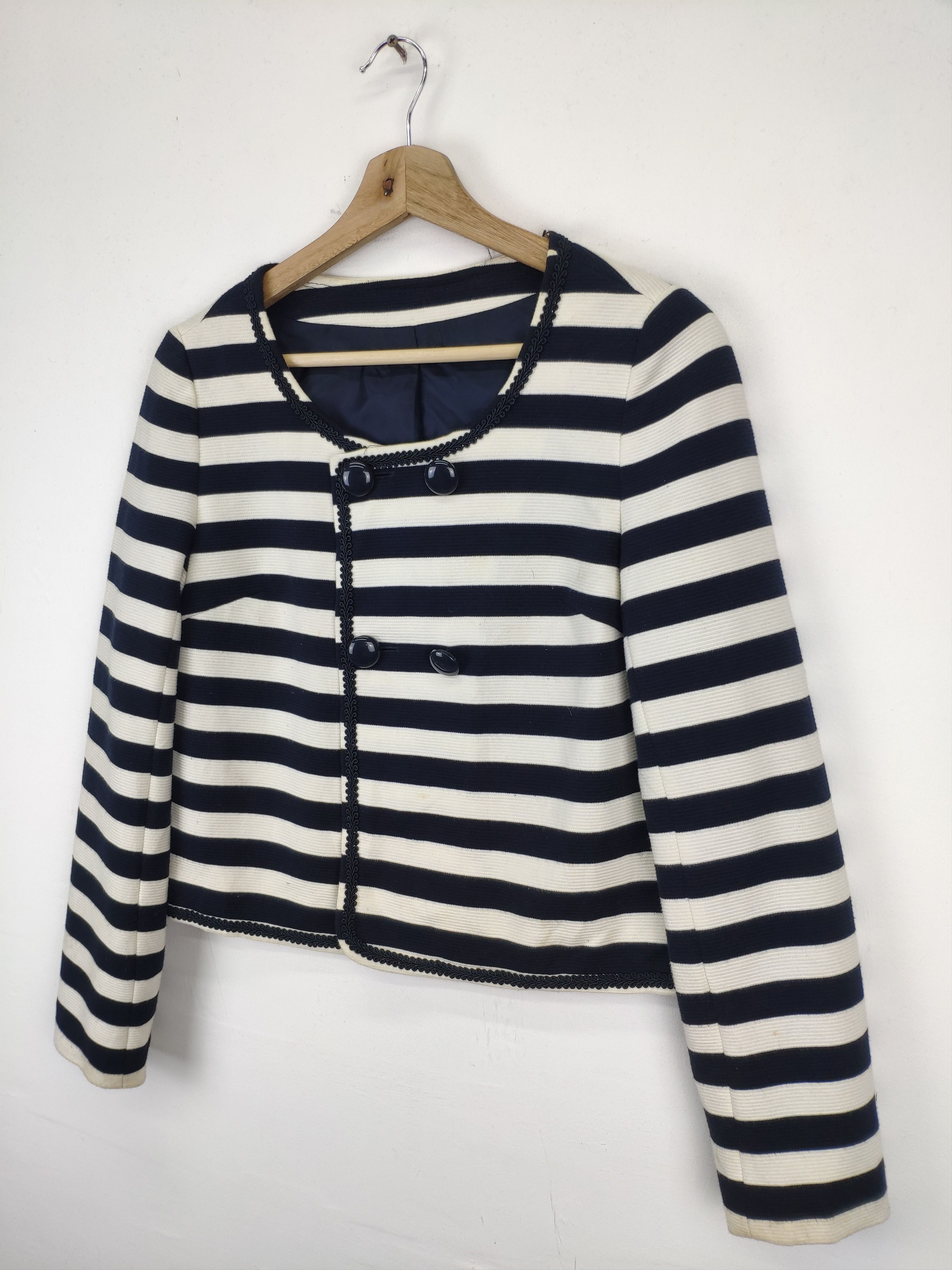 Japanese Brand × Vintage Vintage Cropped Cardigan Striped Yohji Yamamoto Style Size S / US 4 / IT 40 - 6 Thumbnail