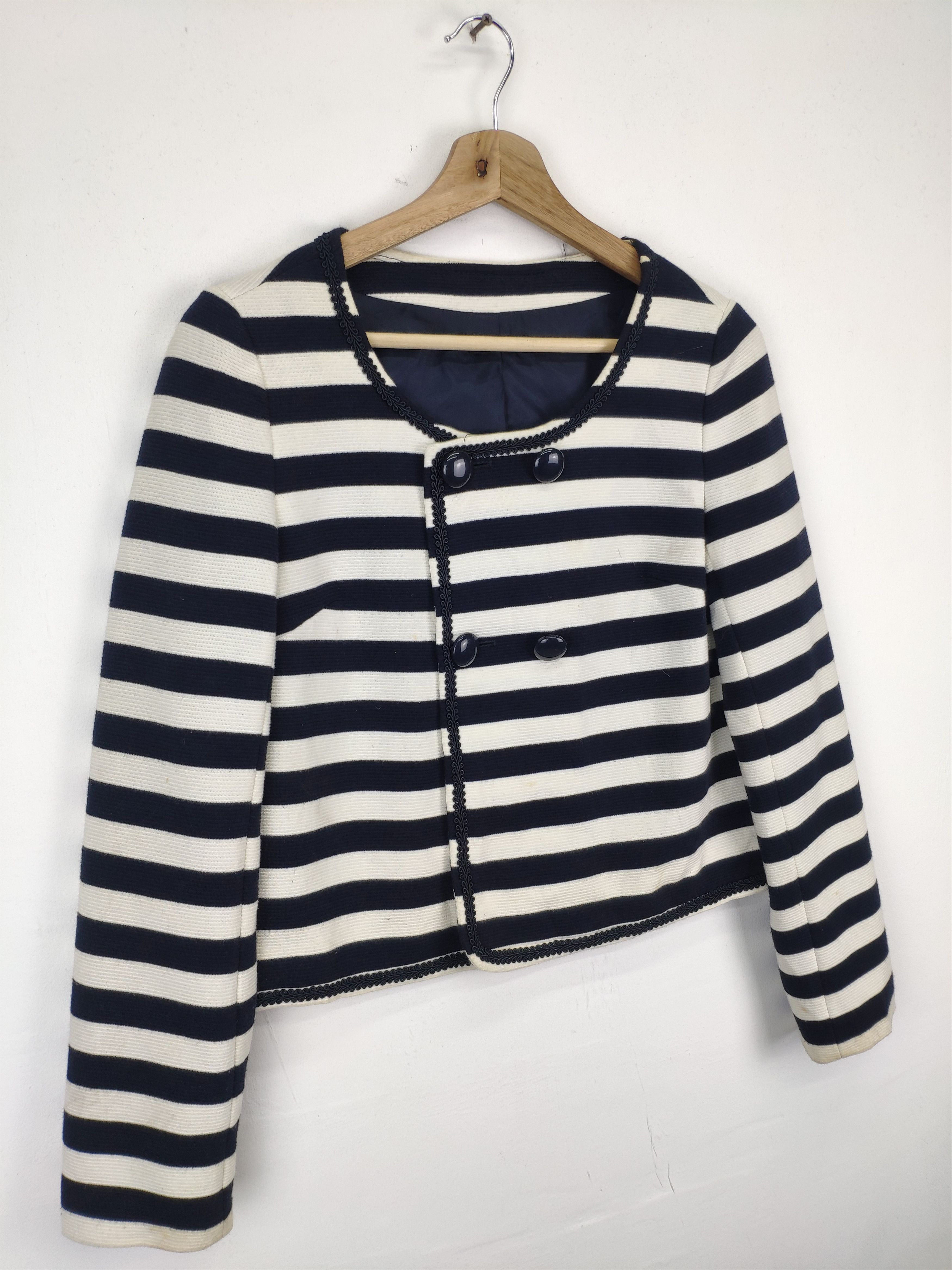 Japanese Brand × Vintage Vintage Cropped Cardigan Striped Yohji Yamamoto Style Size S / US 4 / IT 40 - 7 Thumbnail