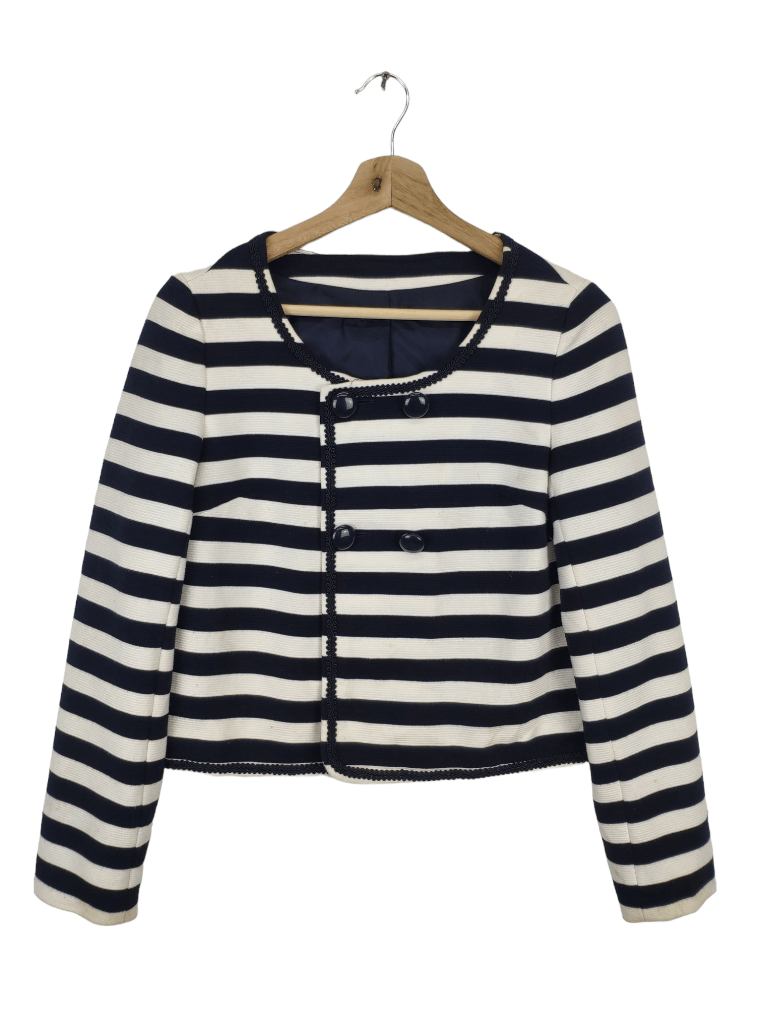 image of Vintage Cropped Cardigan Striped Yohji Yamamoto Style in Black White, Women's (Size Small)