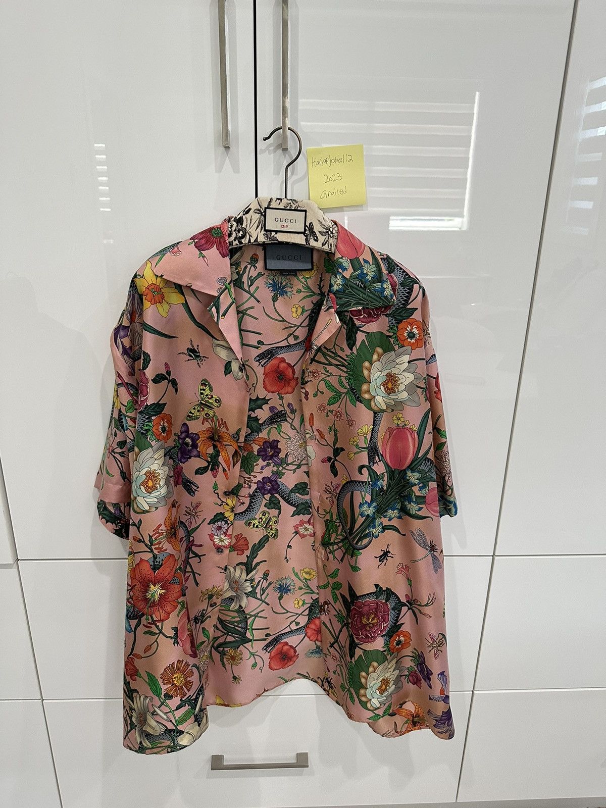 image of Gucci Diy Silk Shirt in Pink, Men's (Size XL)