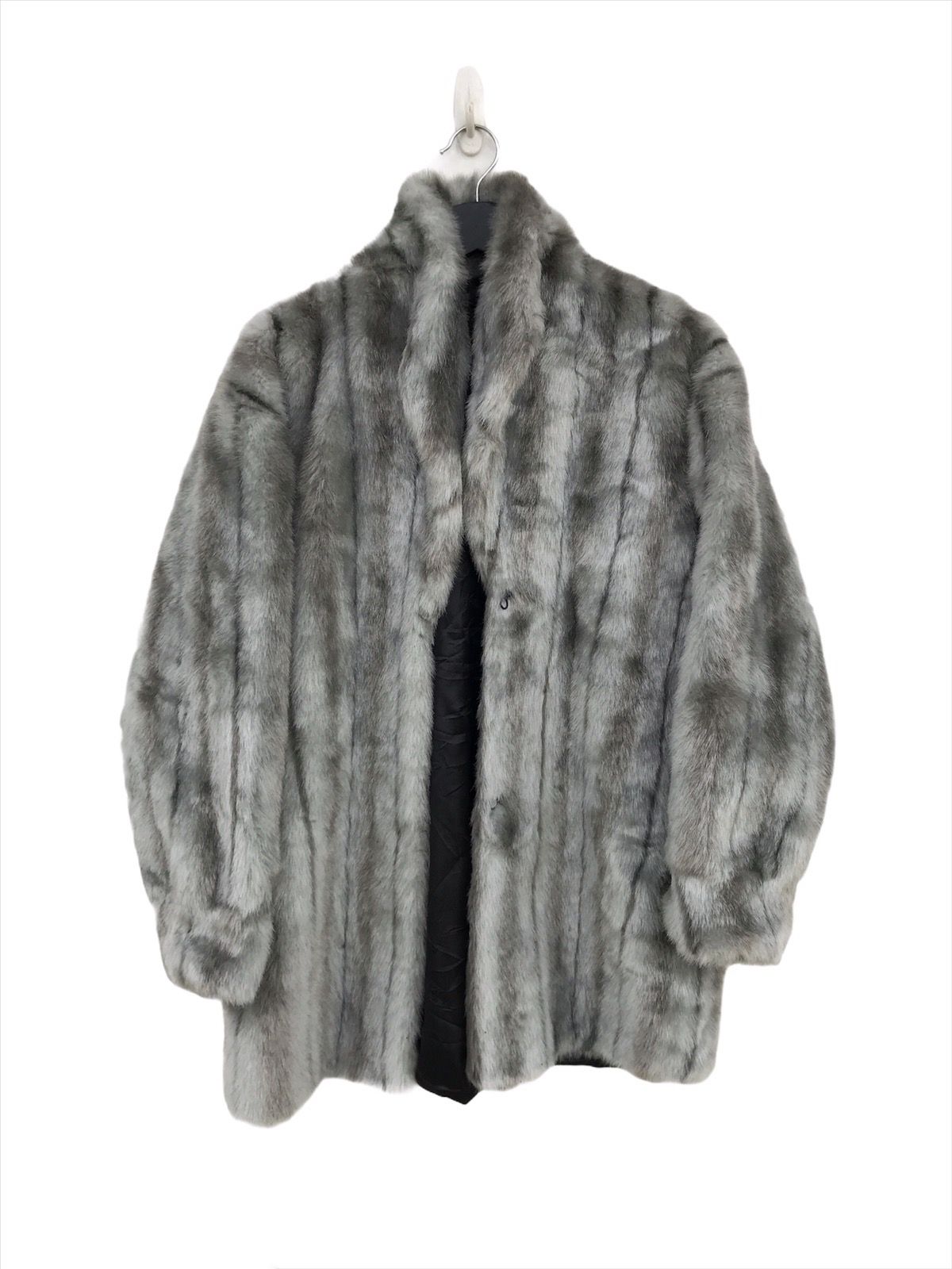 Pre-owned Mink Fur Coat Vintage Mink Faux Fur Jacket In Grey