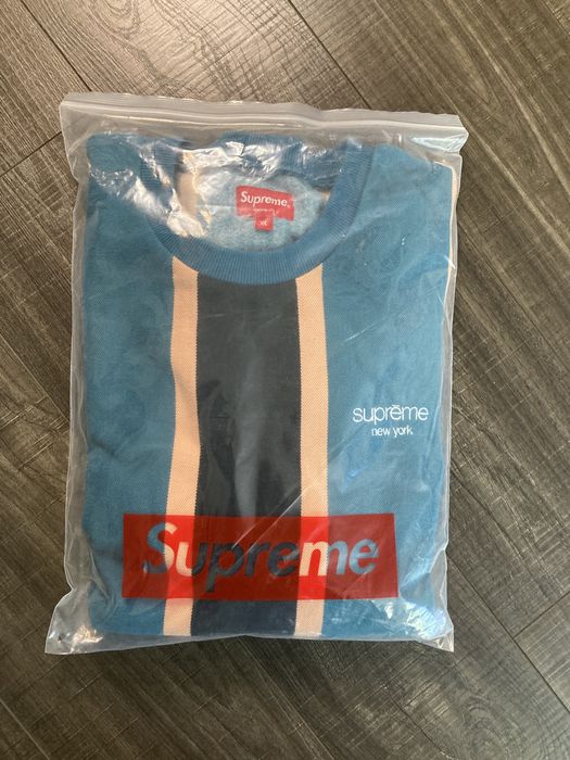 Supreme SUPREME Vertical Stripe Pique Crewneck | Grailed