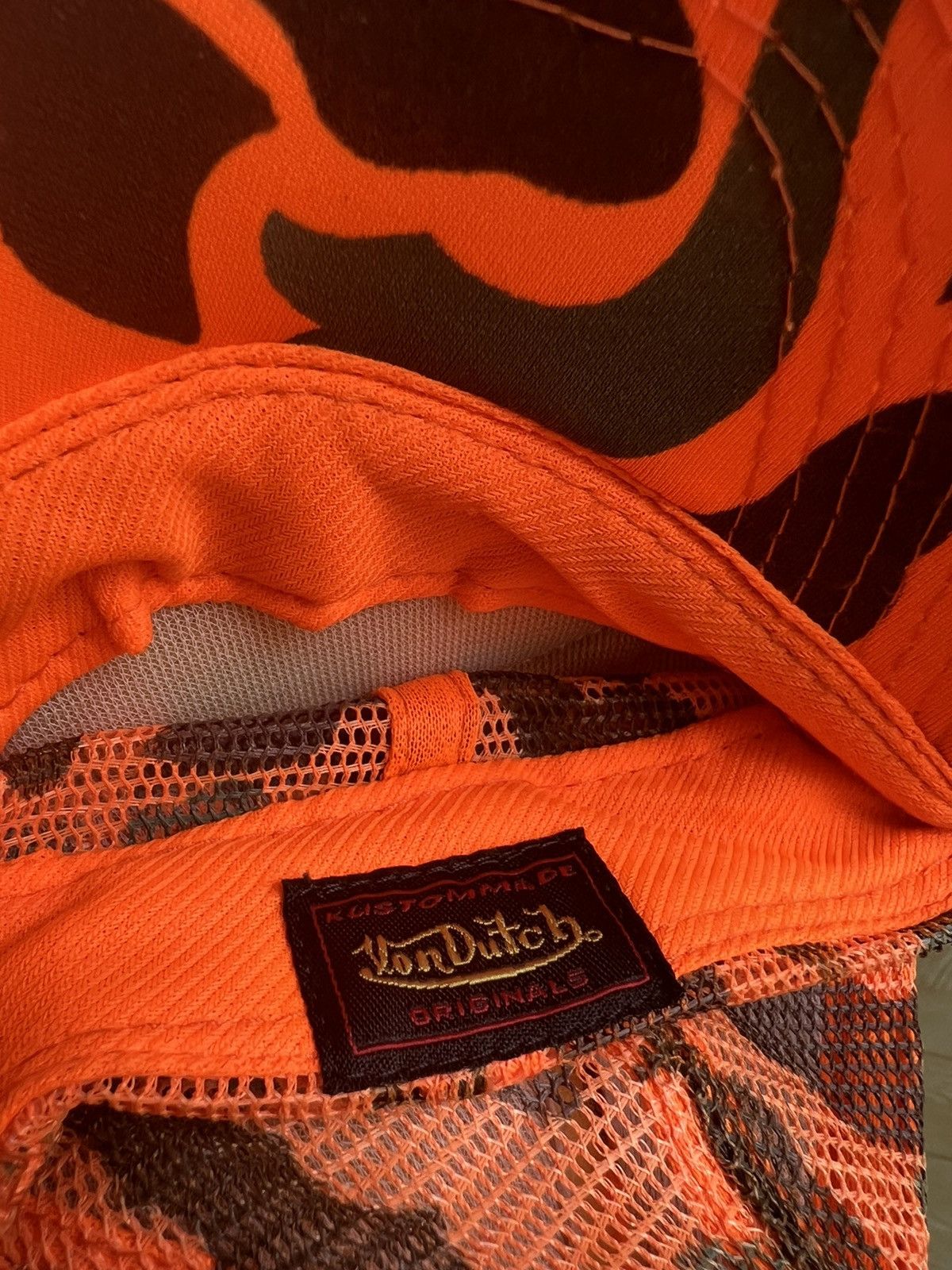 Ed Hardy SICK🔥Von Dutch Orange Camouflage Mesh Snapback Cap Hat Size ONE SIZE - 6 Thumbnail