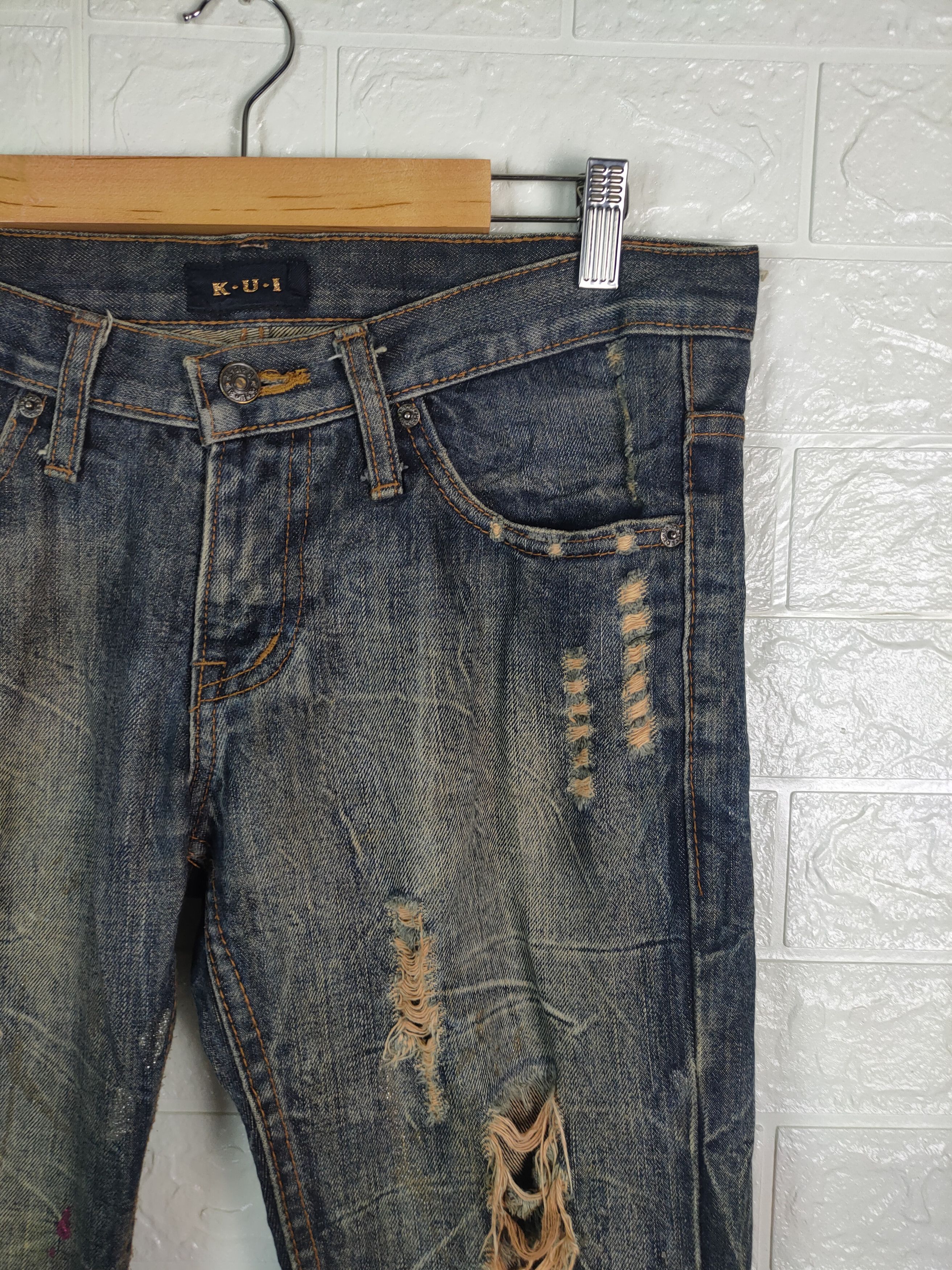 Designer × Japanese Brand 💥VINTAGE Japanese K.U.I Distreesed Denim Pants #0838💥 Size US 32 / EU 48 - 4 Thumbnail