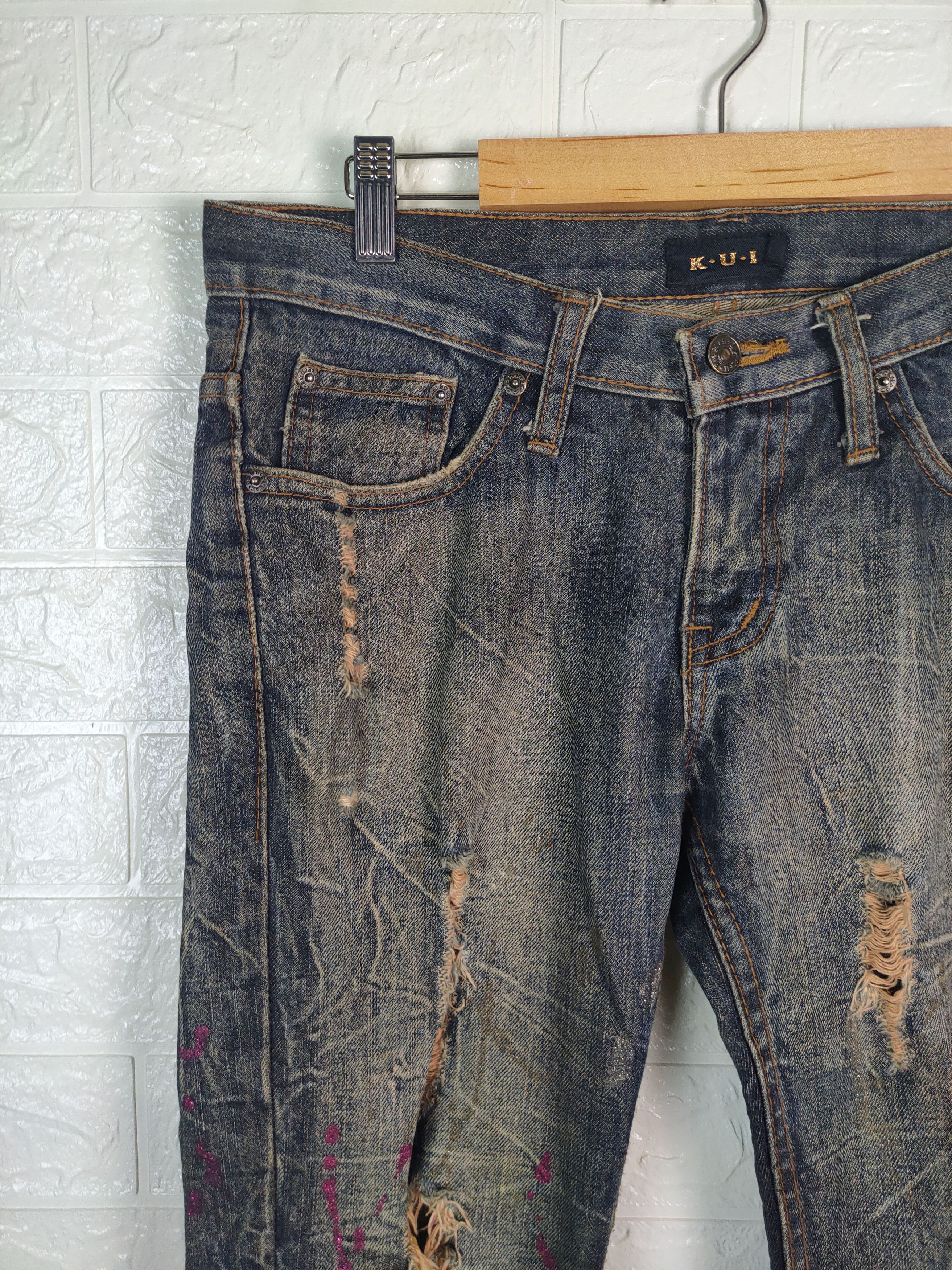 Designer × Japanese Brand 💥VINTAGE Japanese K.U.I Distreesed Denim Pants #0838💥 Size US 32 / EU 48 - 5 Thumbnail