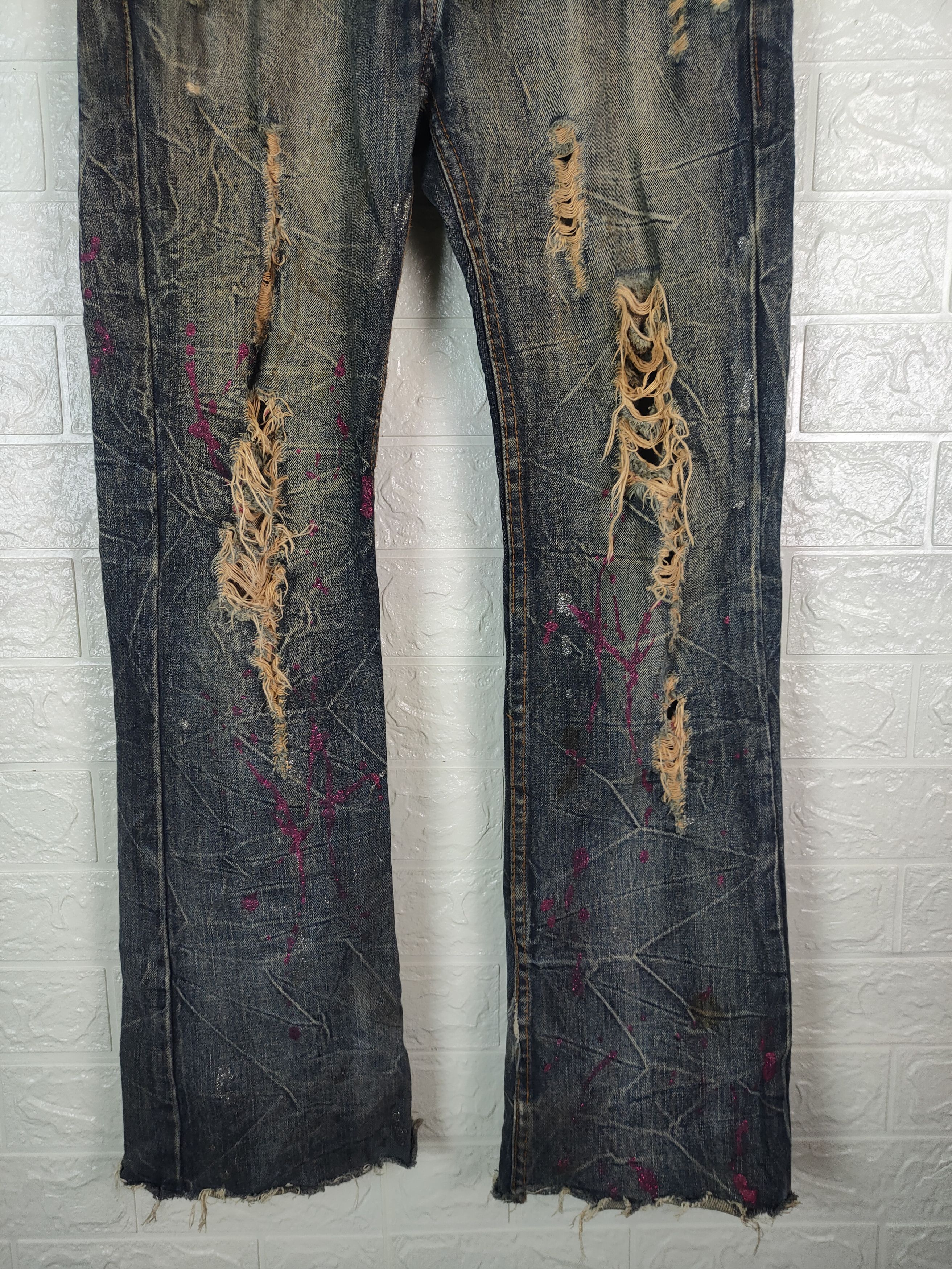 Designer × Japanese Brand 💥VINTAGE Japanese K.U.I Distreesed Denim Pants #0838💥 Size US 32 / EU 48 - 3 Thumbnail