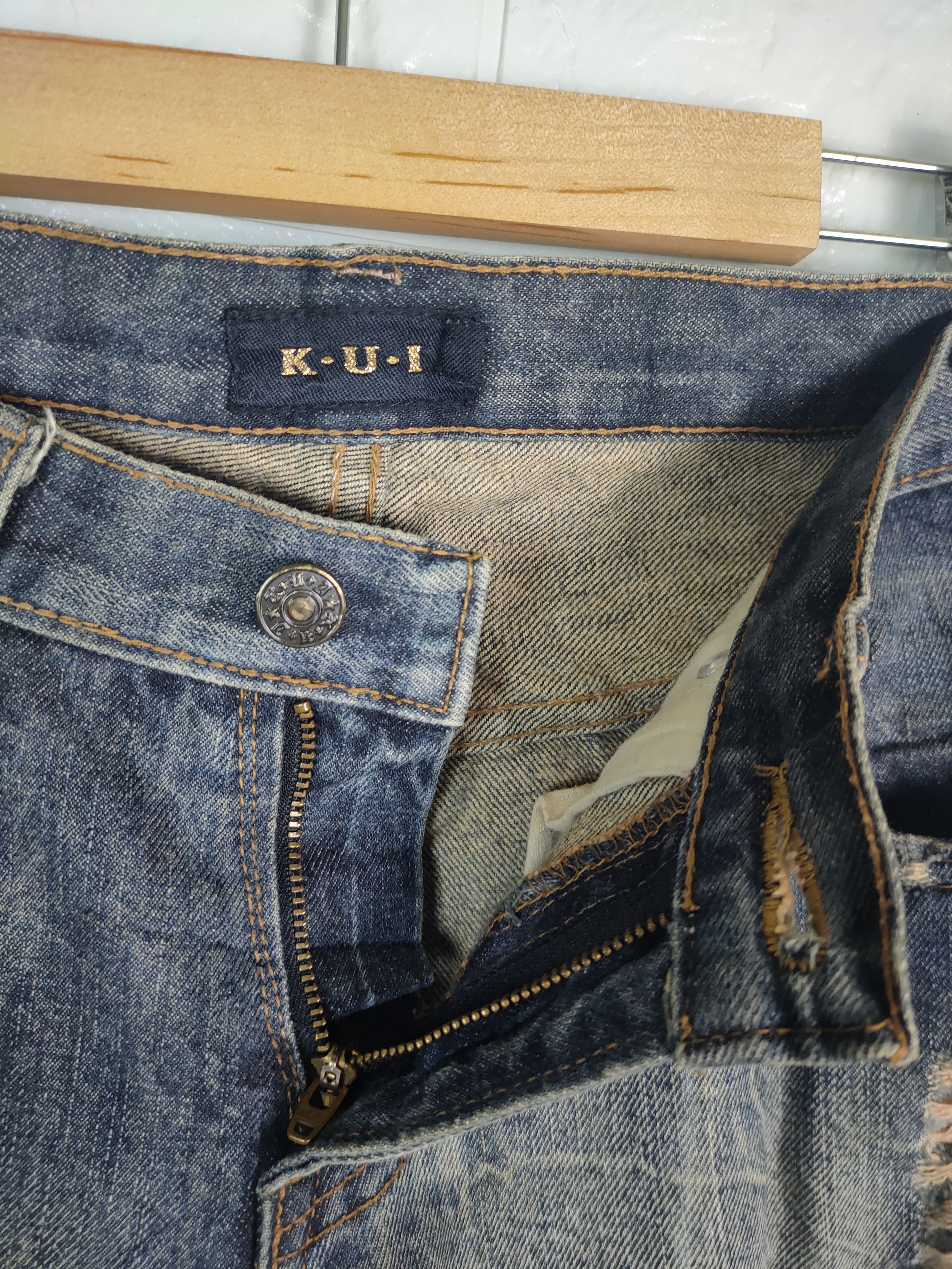Designer × Japanese Brand 💥VINTAGE Japanese K.U.I Distreesed Denim Pants #0838💥 Size US 32 / EU 48 - 7 Thumbnail