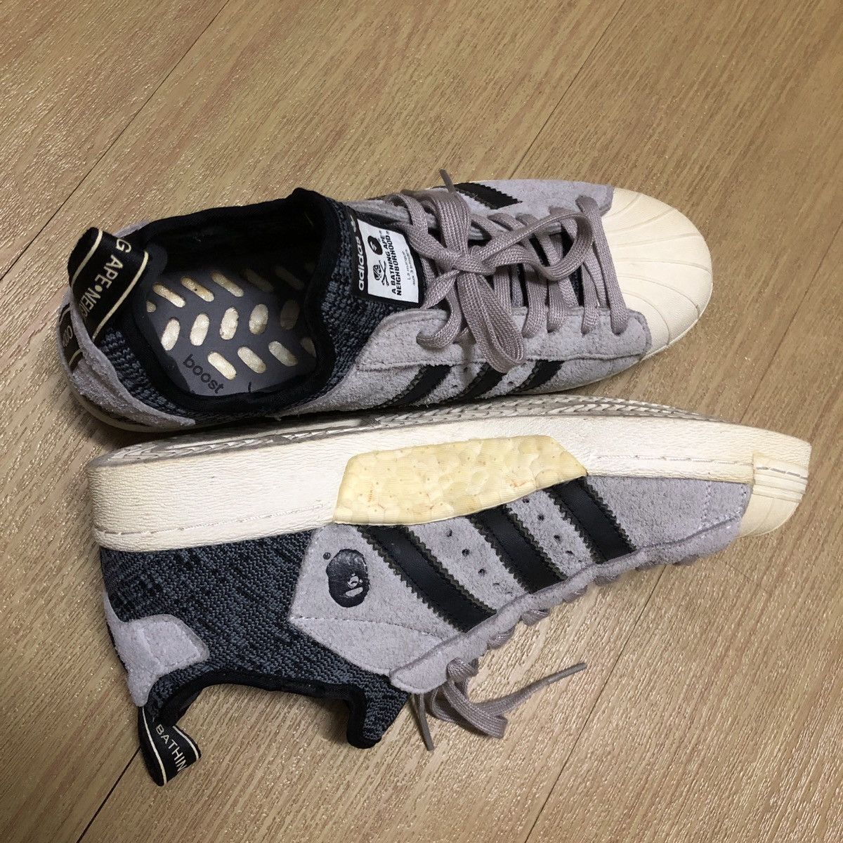 Adidas × Bape × Neighborhood Bape x Neigborhood x Superstar Boost Grey Black 2017 Size US 7 / EU 40 - 5 Thumbnail