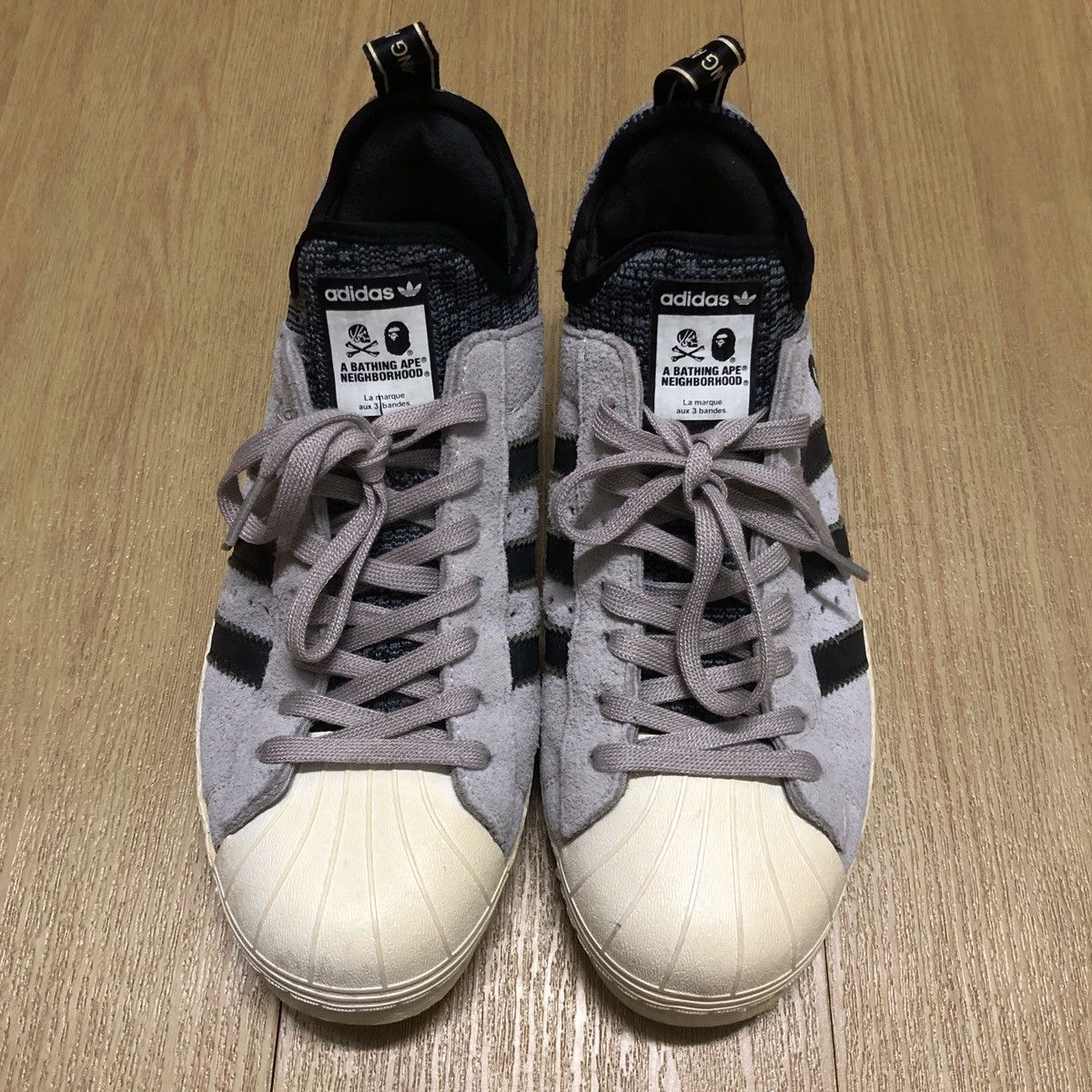 Adidas × Bape × Neighborhood Bape x Neigborhood x Superstar Boost Grey Black 2017 Size US 7 / EU 40 - 4 Thumbnail