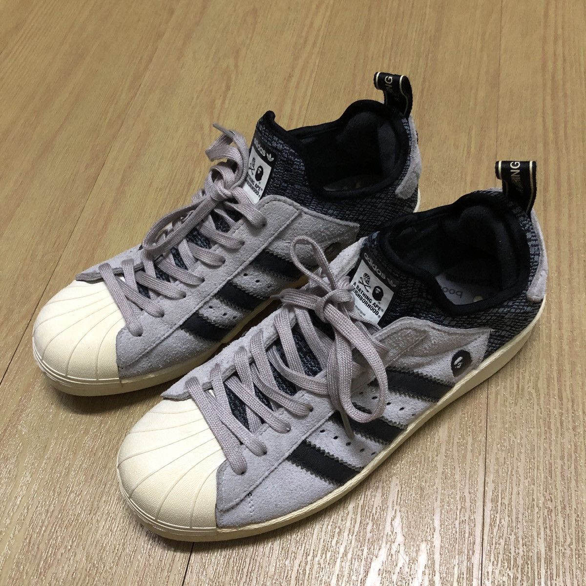 Adidas × Bape × Neighborhood Bape x Neigborhood x Superstar Boost Grey Black 2017 Size US 7 / EU 40 - 2 Thumbnail