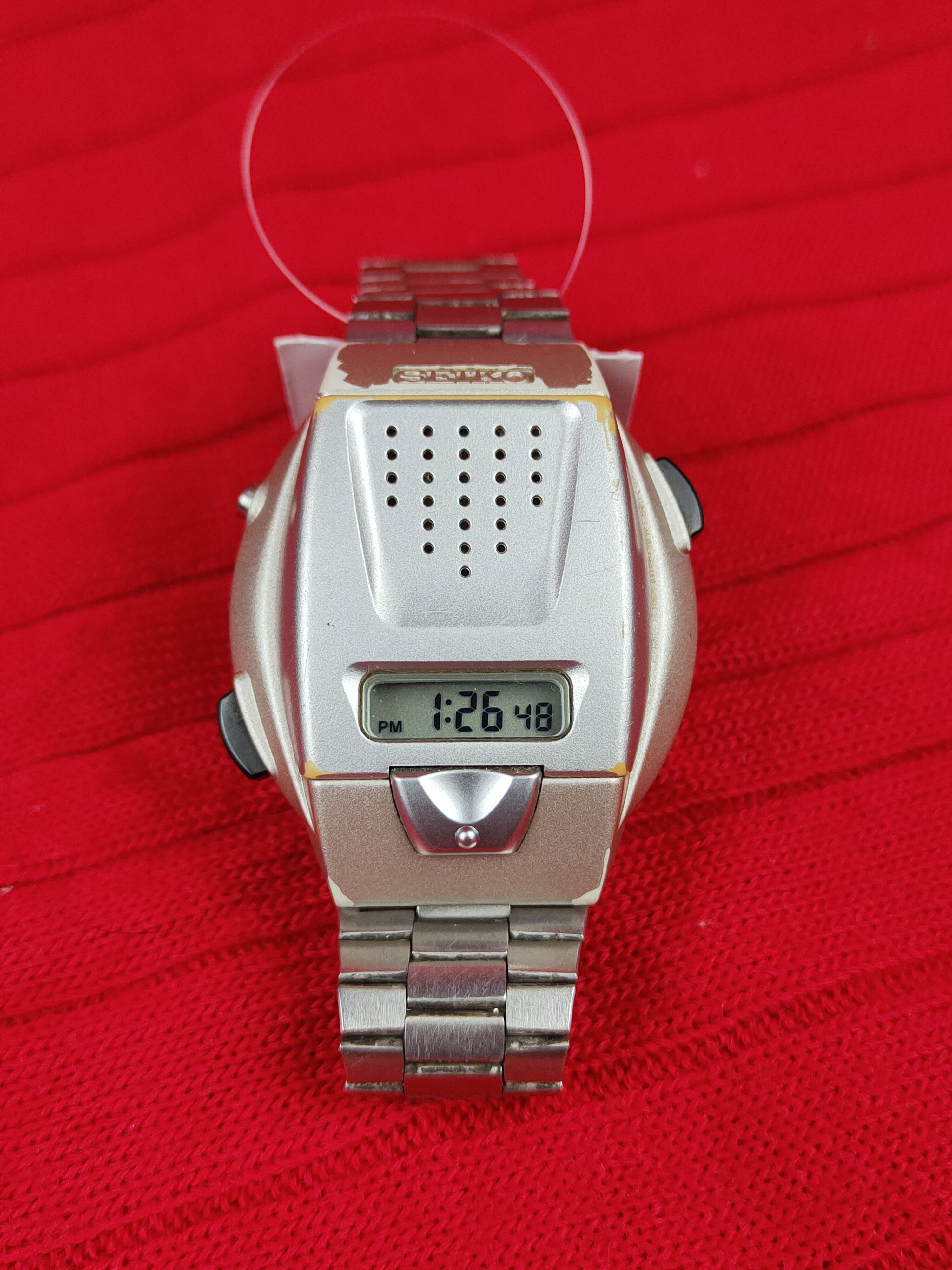 Dl Seiko Digital Japan Voice For Blind Vintage Watch J015S in Silver, Men's