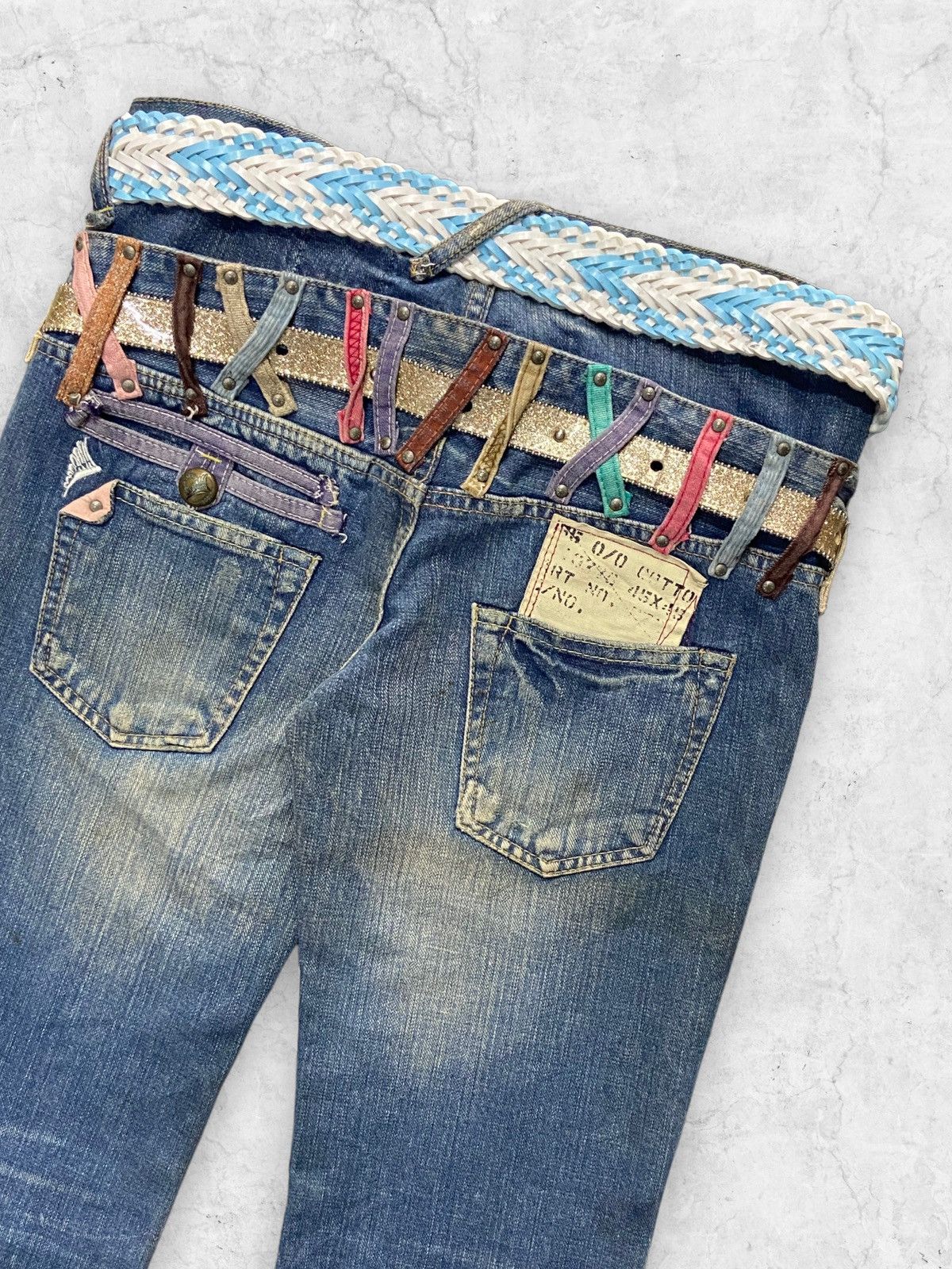 Japanese Brand × PPFM × Vintage Y2k Antgauge Japan Double Waist Flared Jeans Double Belt Size US 31 - 8 Thumbnail
