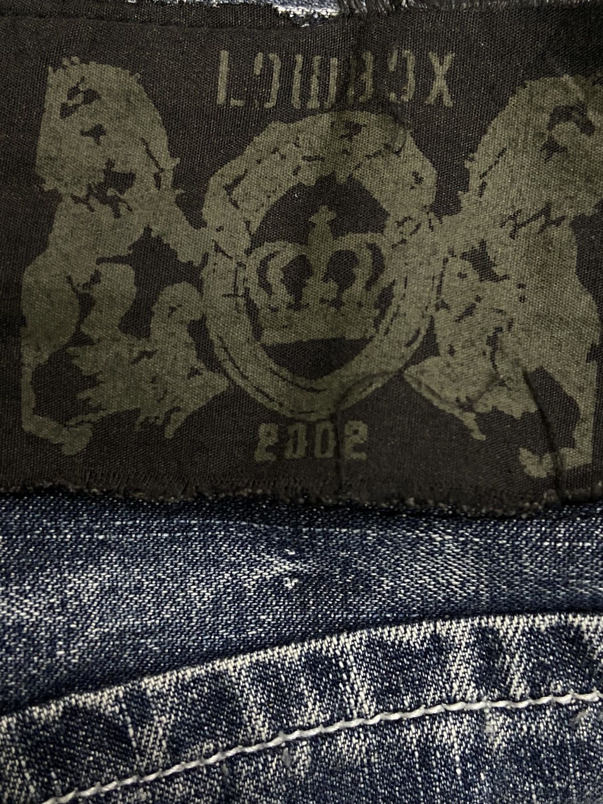 Vintage Low Box Japan Distressed Denim Pants With Belt