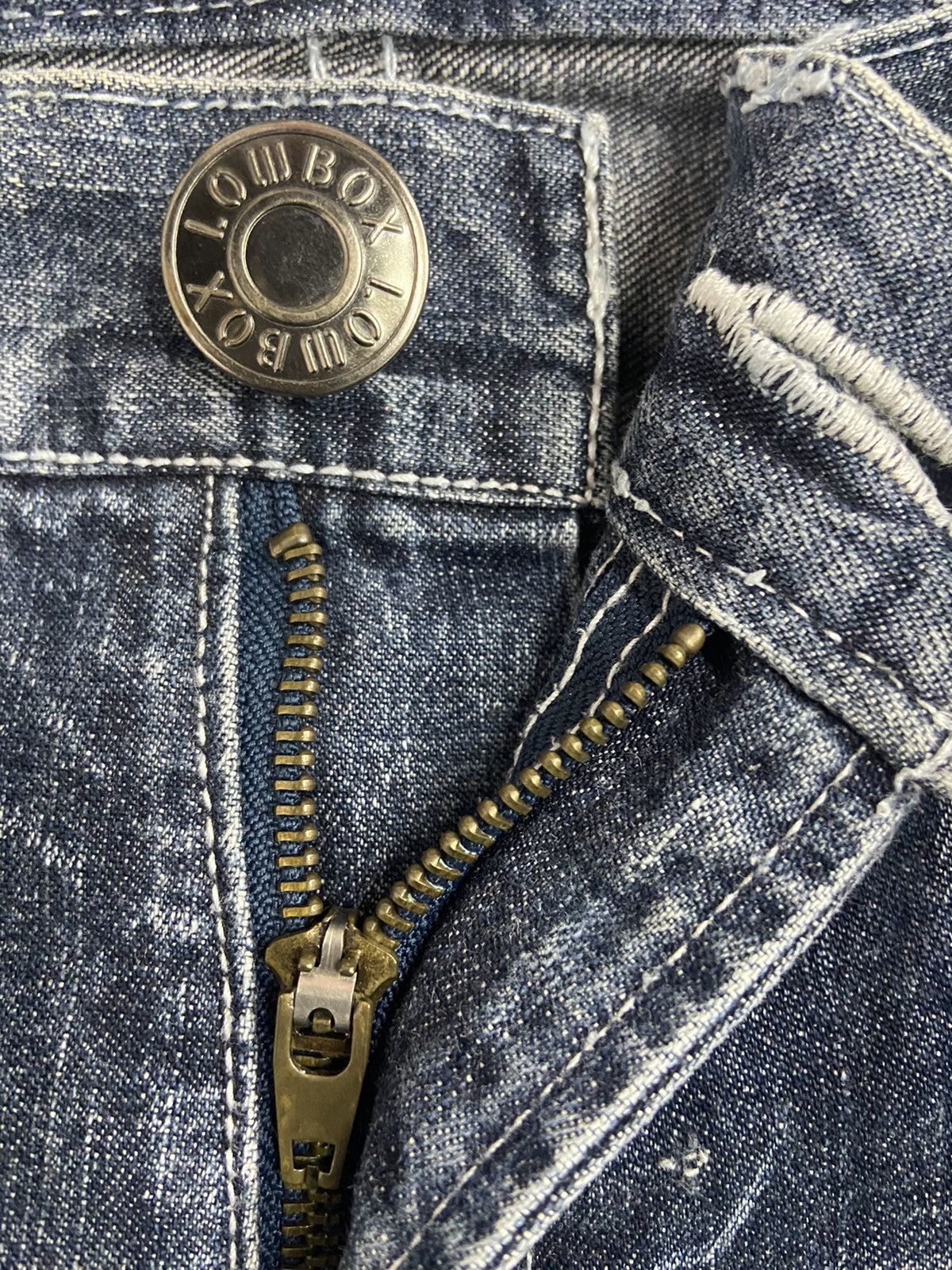 Vintage Low Box Japan Distressed Denim Pants With Belt