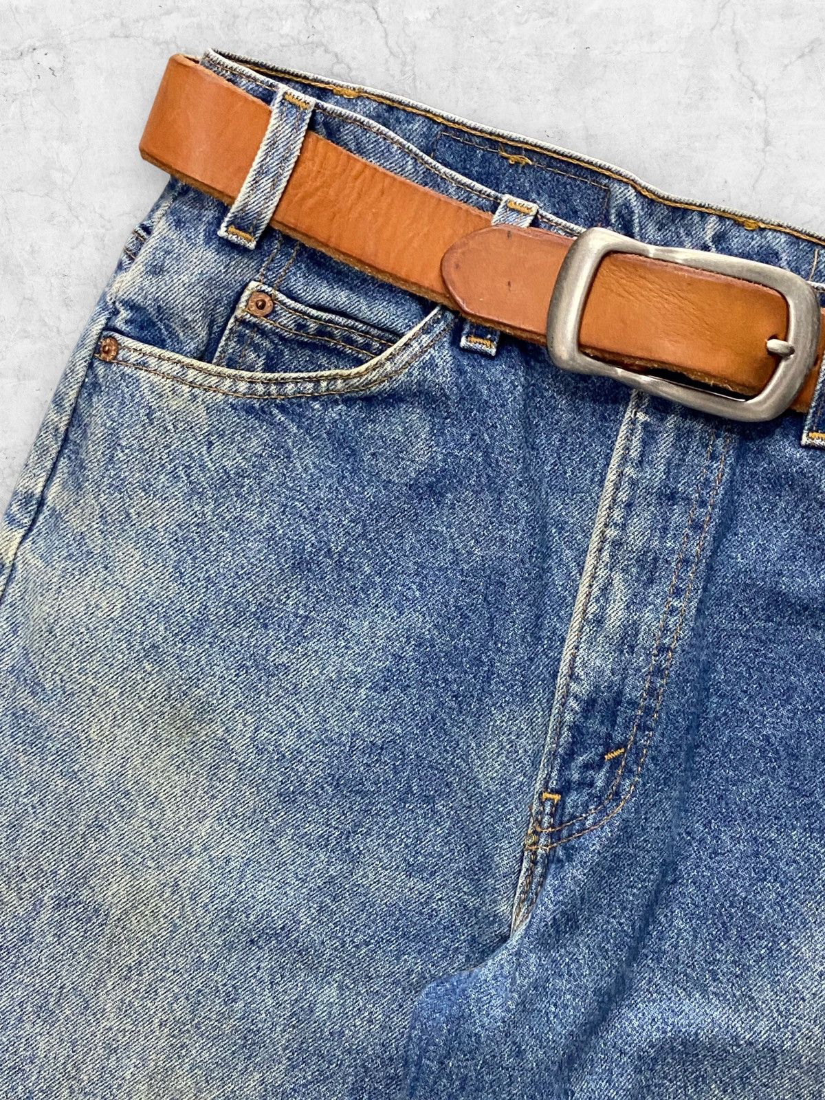 Levi's × Vintage Vintage Levis 517 Orange Tab Flared Jeans Solid Brass Belt Size US 33 - 6 Thumbnail