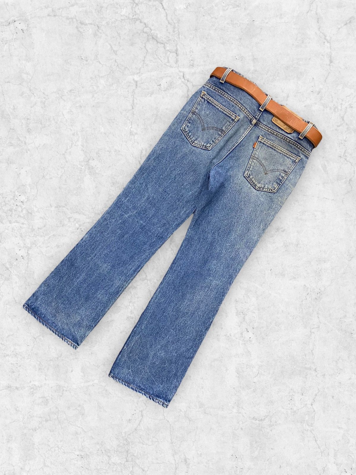 Levi's × Vintage Vintage Levis 517 Orange Tab Flared Jeans Solid Brass Belt Size US 33 - 8 Thumbnail