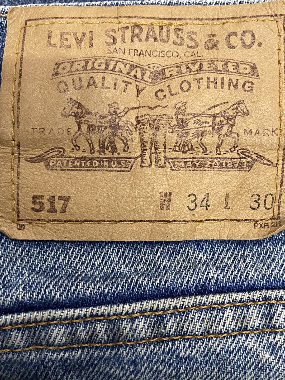 Levi's × Vintage Vintage Levis 517 Orange Tab Flared Jeans Solid Brass Belt Size US 33 - 12 Thumbnail