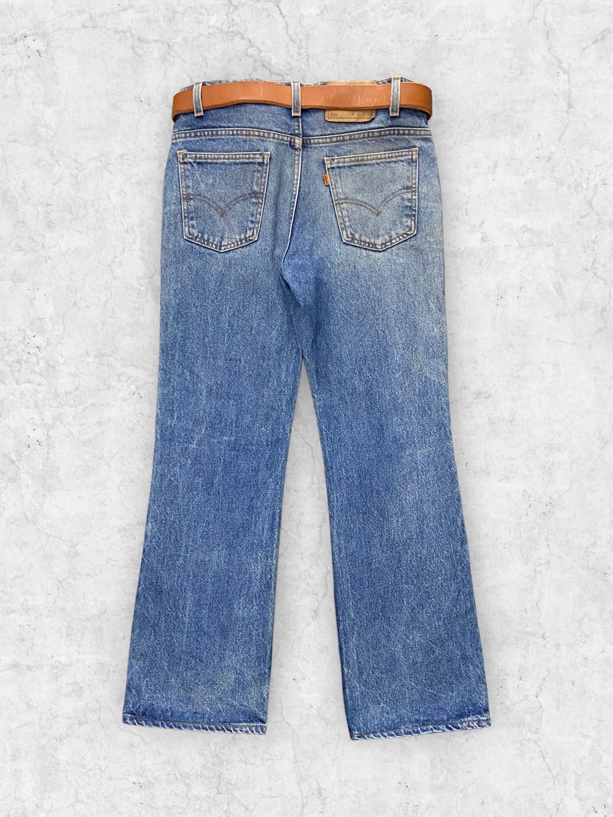 Levi's × Vintage Vintage Levis 517 Orange Tab Flared Jeans Solid Brass Belt Size US 33 - 3 Thumbnail