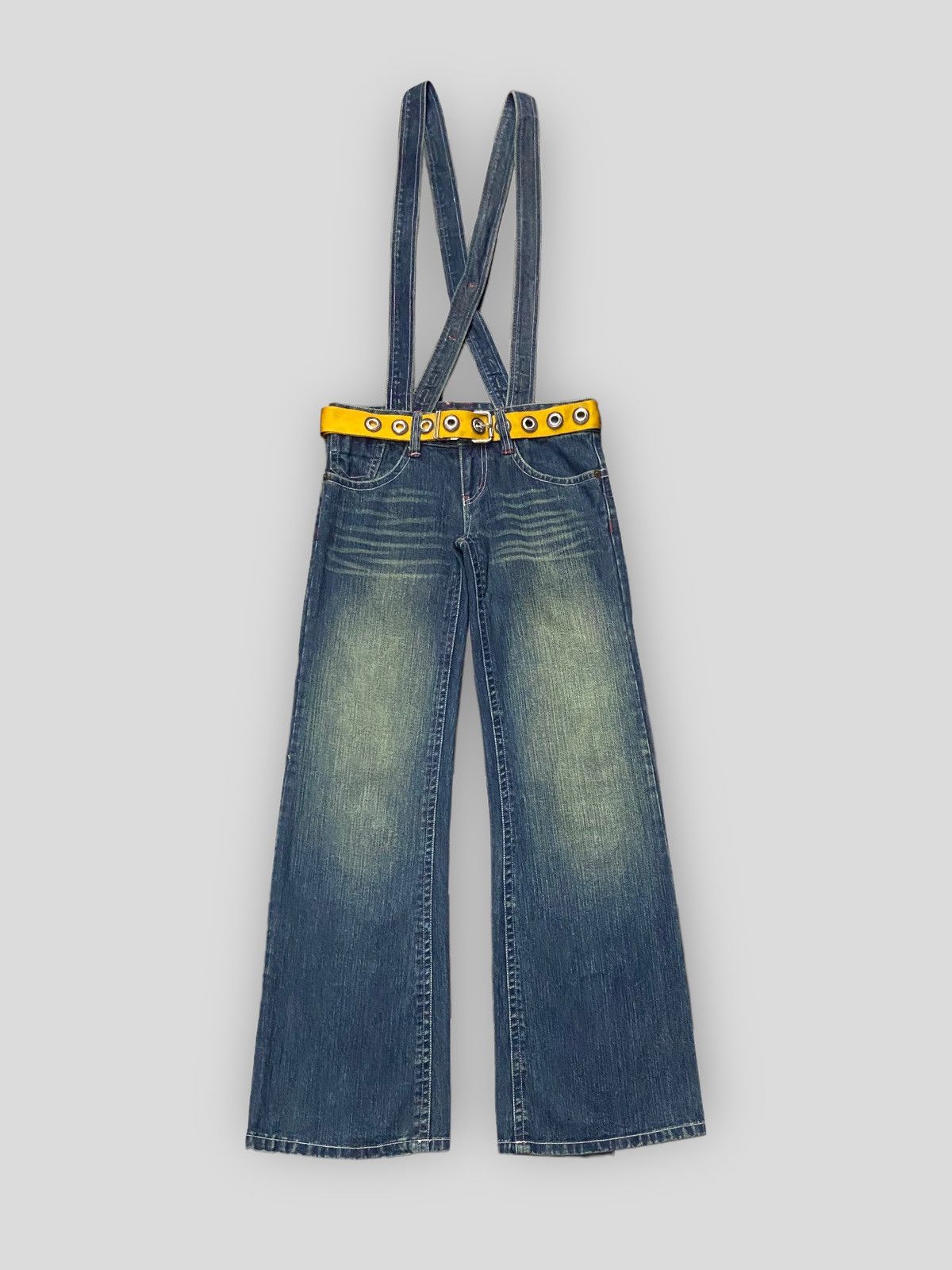 Y2K Vintage SPICA Japan Wide Leg Suspenders Parachute Jeans
