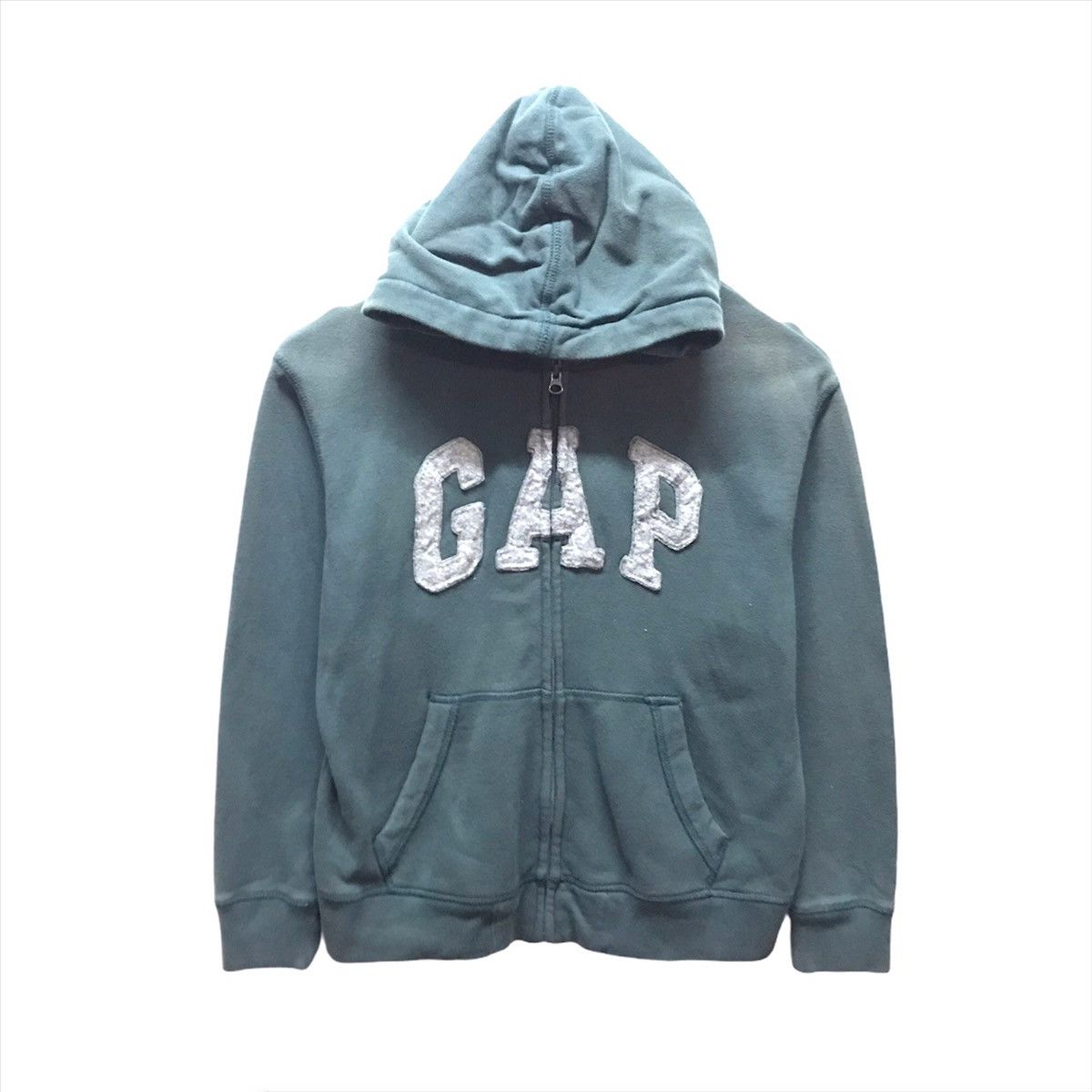 image of Vintage Gap Hoodie Gap Sweatshirt Big Logo Embroidery Gap in Dark Green, Women's (Size XS)