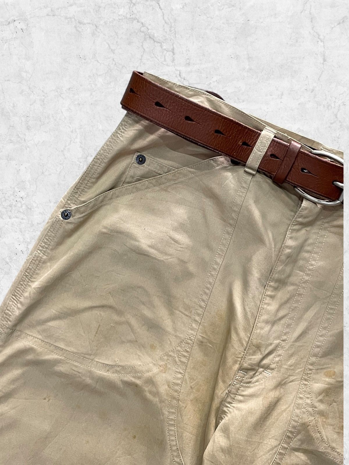 Polo Ralph Lauren × RRL Ralph Lauren Vintage Polo Ralph Lauren Double Knee Carpenter Leather Belt Size US 29 - 6 Thumbnail