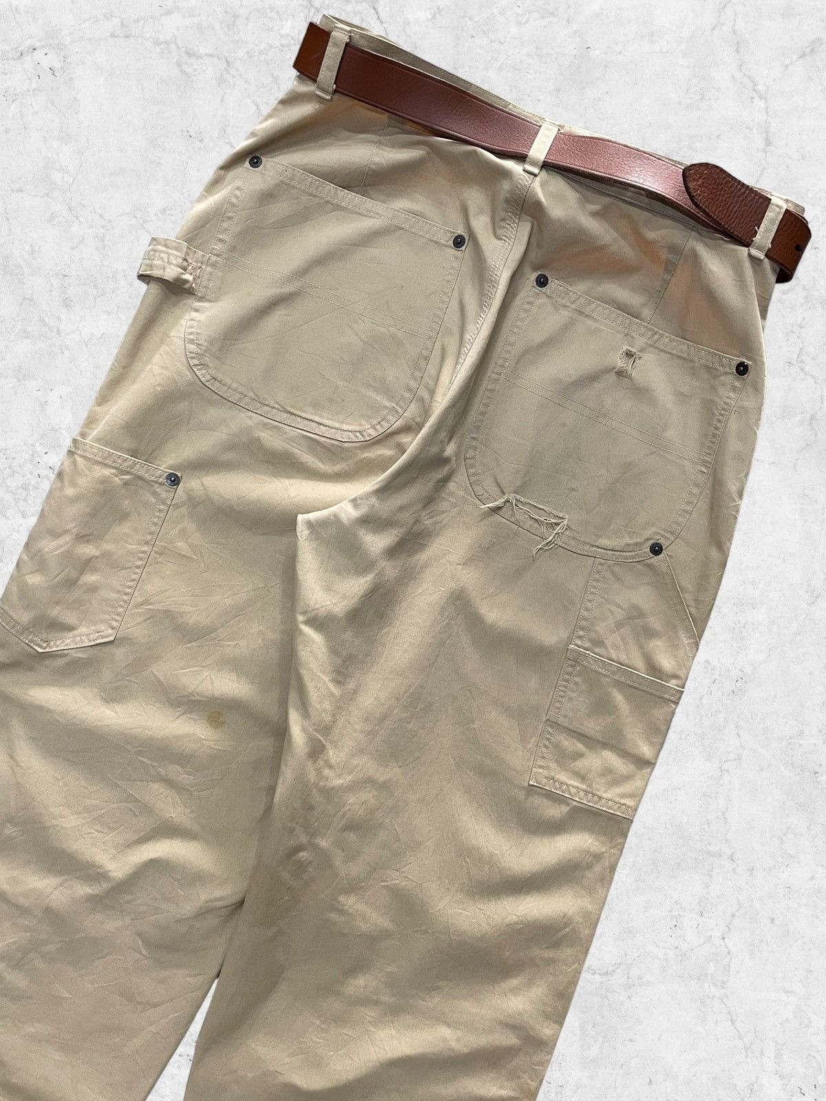 Polo Ralph Lauren × RRL Ralph Lauren Vintage Polo Ralph Lauren Double Knee Carpenter Leather Belt Size US 29 - 10 Thumbnail
