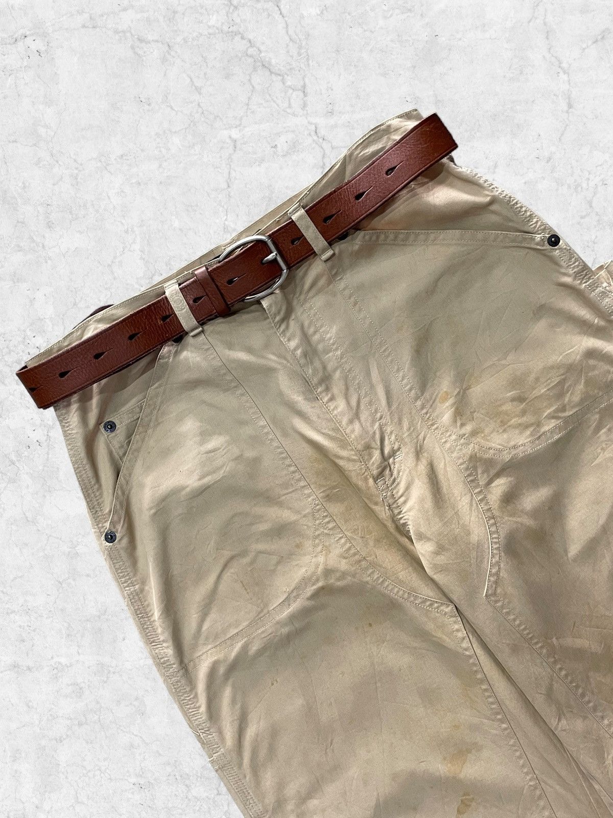 Polo Ralph Lauren × RRL Ralph Lauren Vintage Polo Ralph Lauren Double Knee Carpenter Leather Belt Size US 29 - 5 Thumbnail