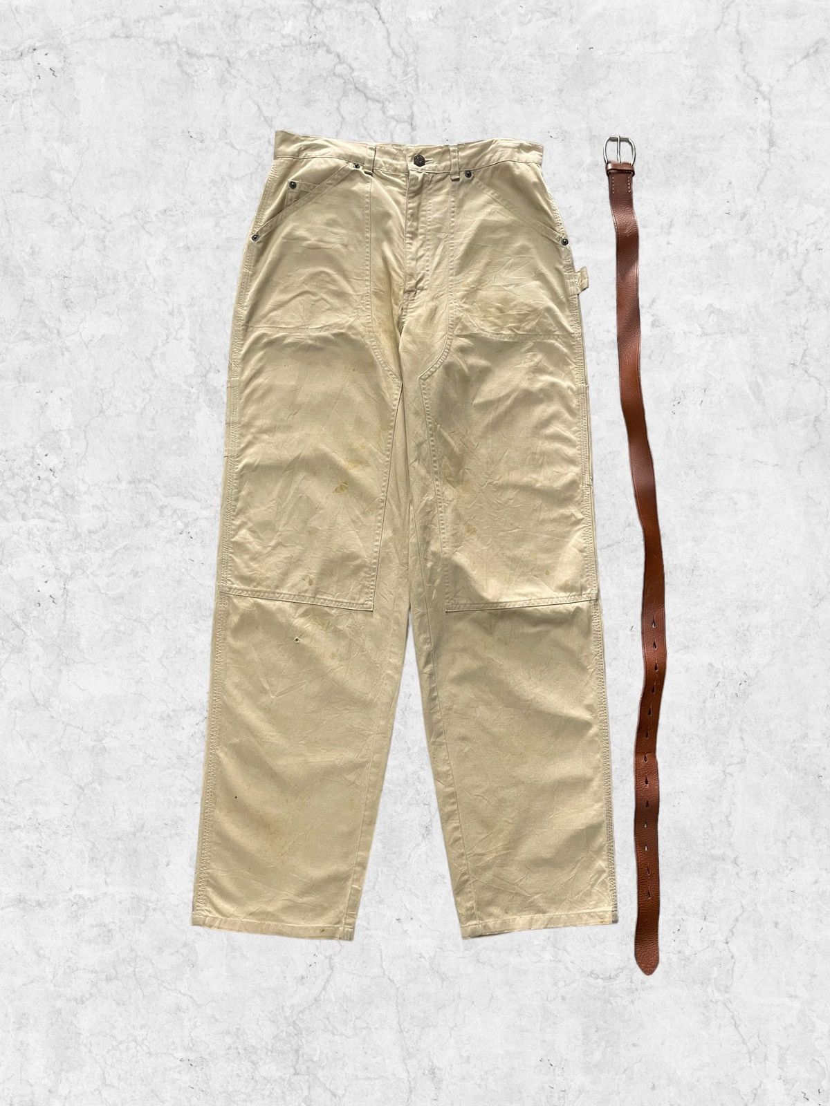 Polo Ralph Lauren × RRL Ralph Lauren Vintage Polo Ralph Lauren Double Knee Carpenter Leather Belt Size US 29 - 3 Thumbnail