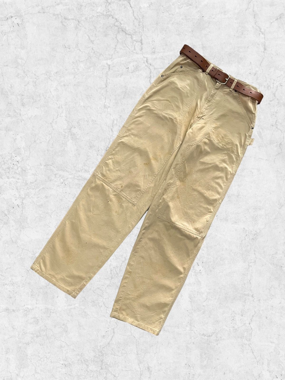 Polo Ralph Lauren × RRL Ralph Lauren Vintage Polo Ralph Lauren Double Knee Carpenter Leather Belt Size US 29 - 7 Thumbnail