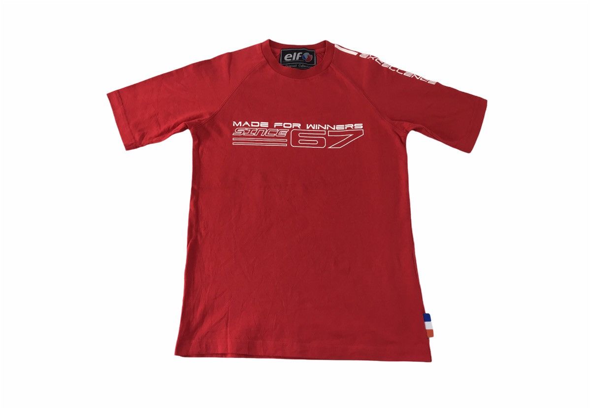 image of Racing x Vintage Elf Lubricant Oil Made For Winner Race Printed Design in Red, Men's (Size Small)