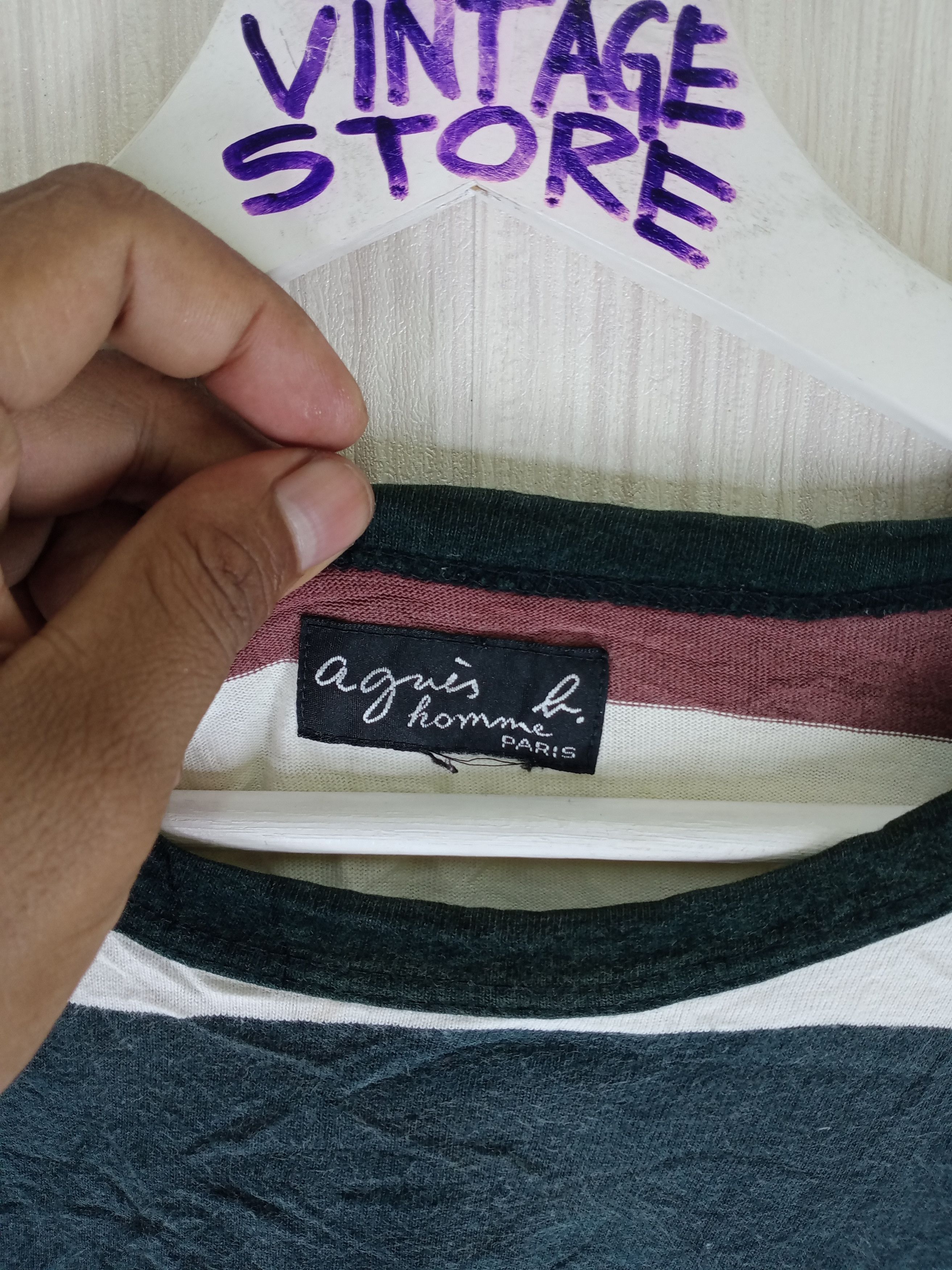 agnes b. Rare Vintage Agnes B. homme Paris Striped Tshirt Size US M / EU 48-50 / 2 - 3 Thumbnail