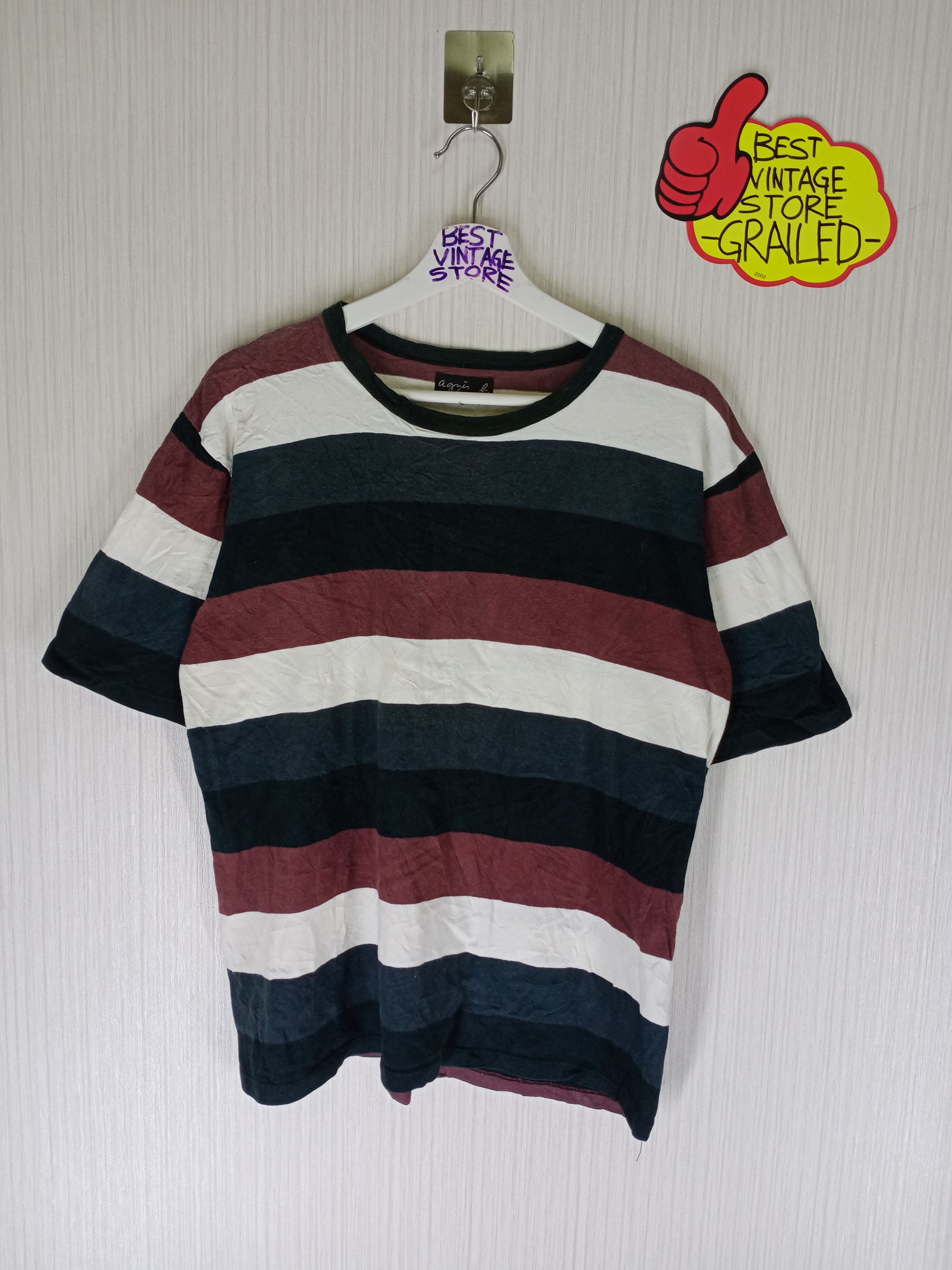 agnes b. Rare Vintage Agnes B. homme Paris Striped Tshirt Size US M / EU 48-50 / 2 - 1 Thumbnail