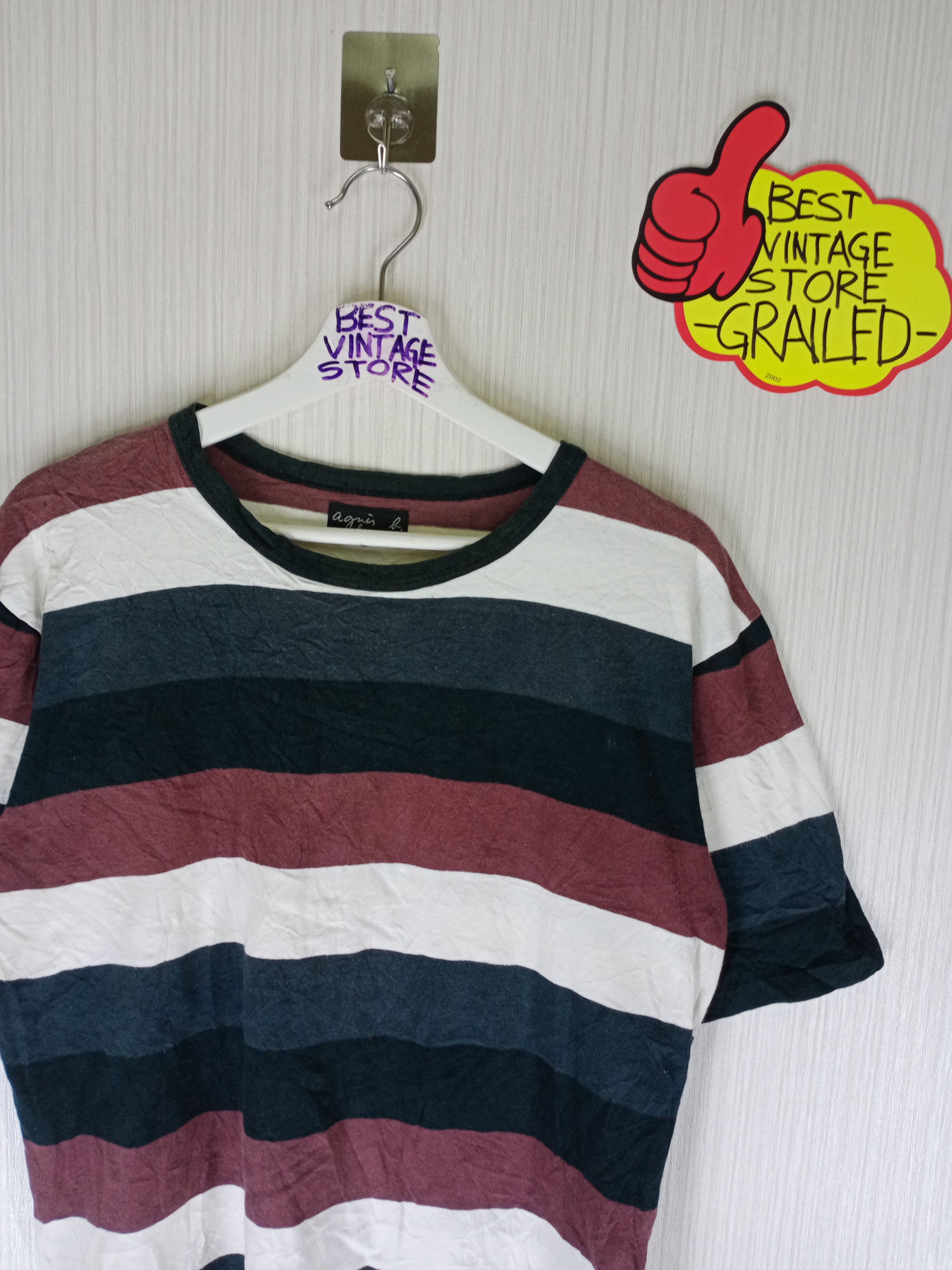 agnes b. Rare Vintage Agnes B. homme Paris Striped Tshirt Size US M / EU 48-50 / 2 - 2 Thumbnail
