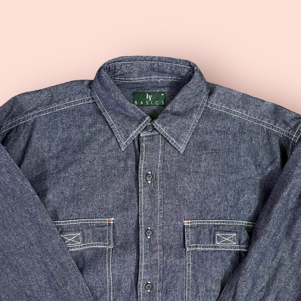 Issey Miyake VINTAGE IY BASICS CHAMBRAY BLUE BUTTON UP SHIRT LS Size US M / EU 48-50 / 2 - 3 Thumbnail