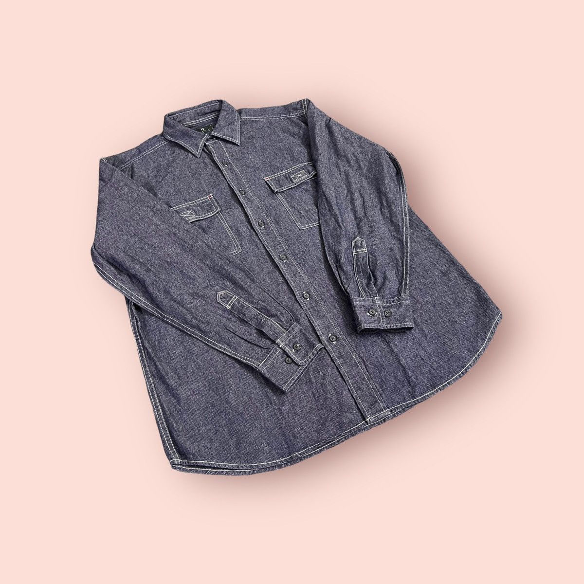 Issey Miyake VINTAGE IY BASICS CHAMBRAY BLUE BUTTON UP SHIRT LS Size US M / EU 48-50 / 2 - 6 Thumbnail