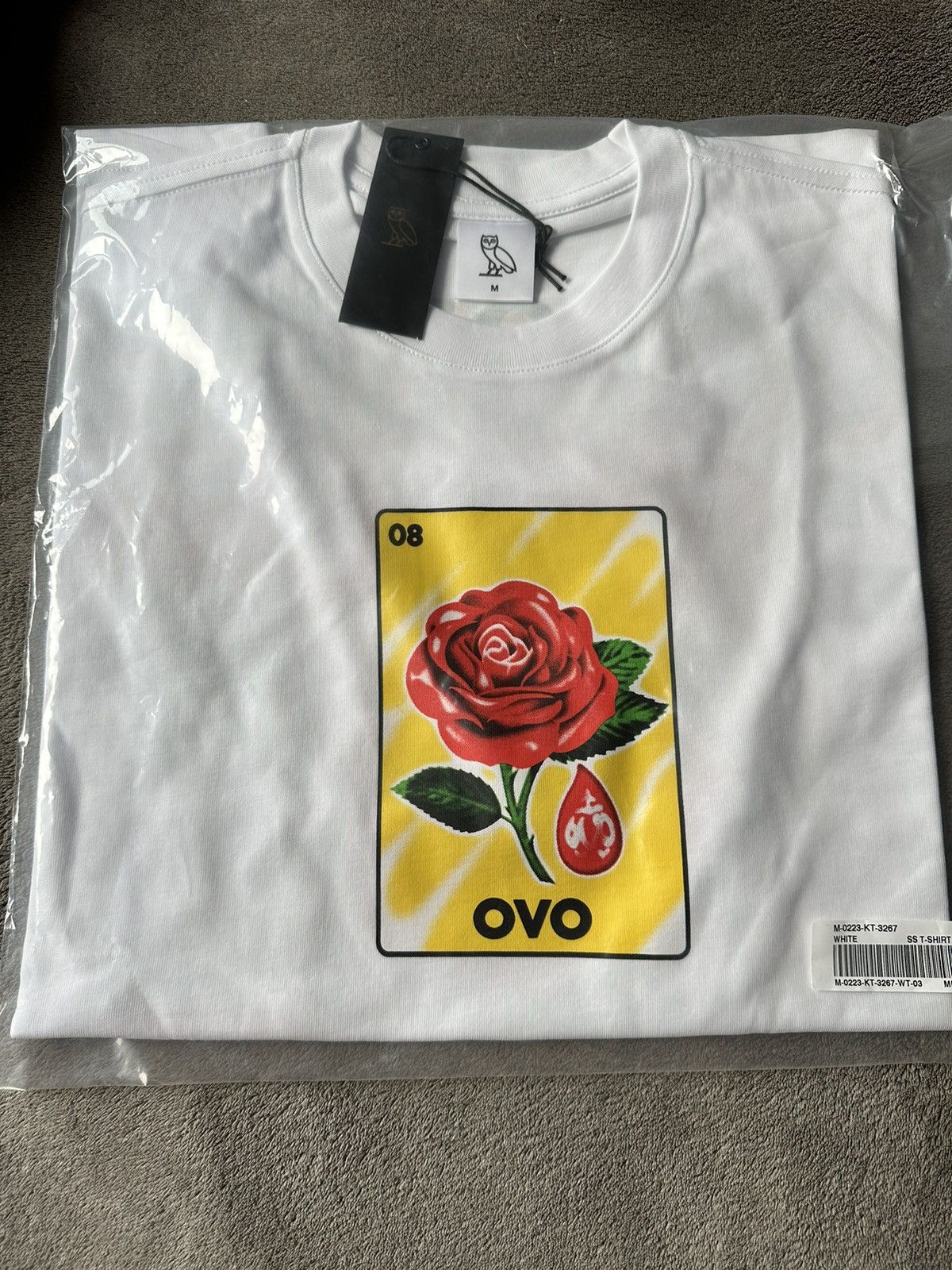 image of Drake x Octobers Very Own Ovo T-Shirt Clb Sandra's Rose Tee in White, Men's (Size Medium)
