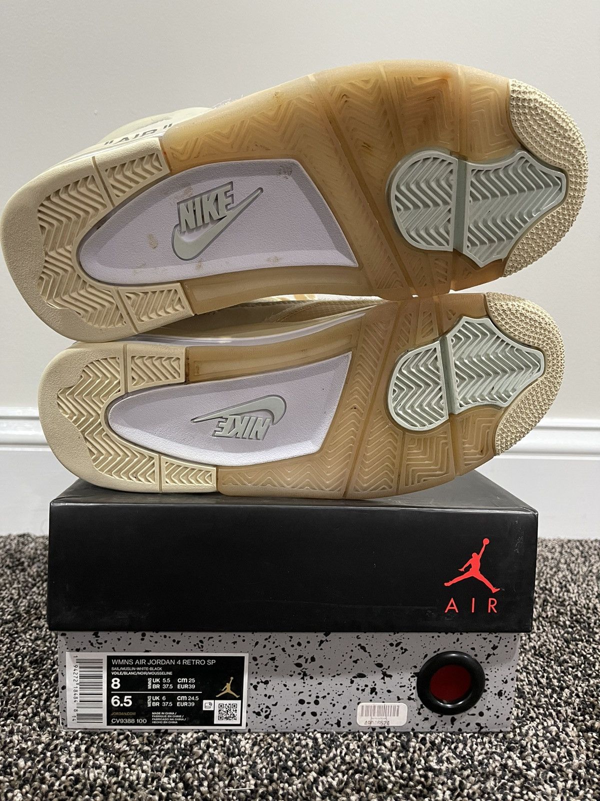 Jordan Brand × Off-White Air Jordan Retro 4 x Virgil Off-White Wmns “Sail” Sneaker Size US 6.5 / EU 39-40 - 6 Thumbnail