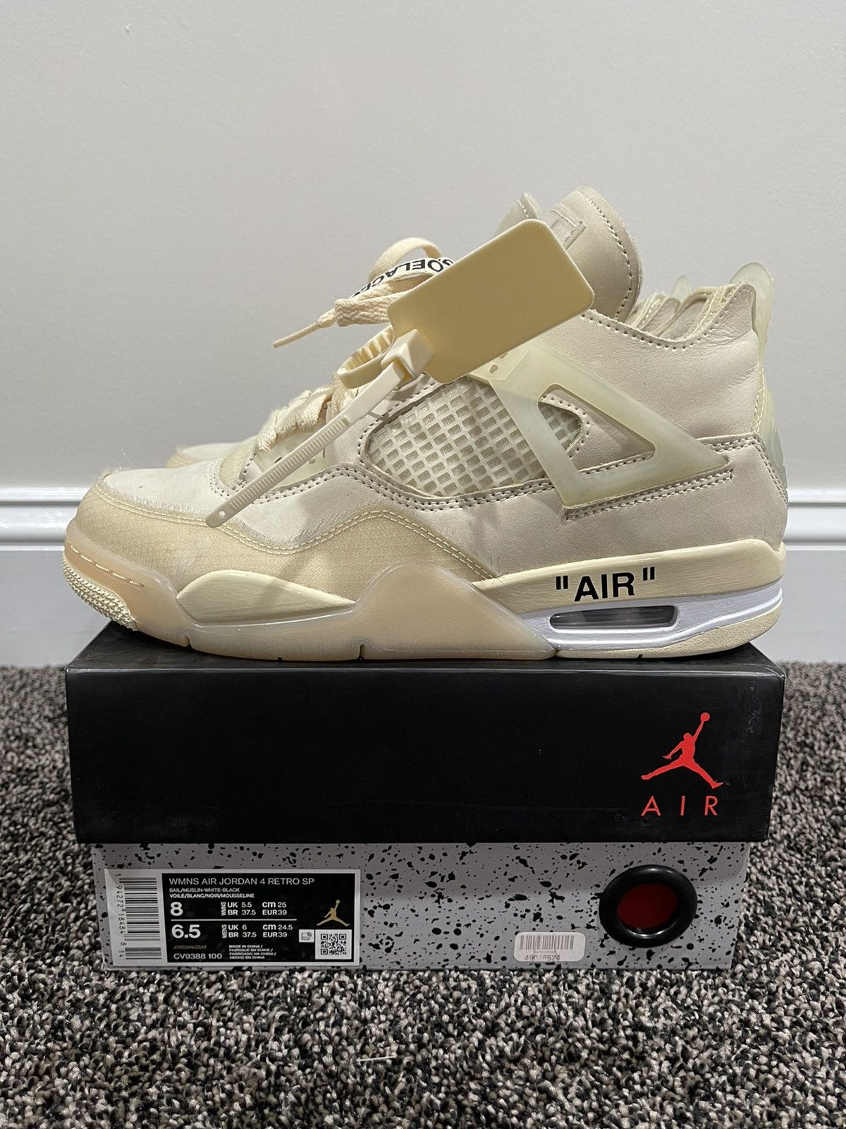 Jordan Brand × Off-White Air Jordan Retro 4 x Virgil Off-White Wmns “Sail” Sneaker Size US 6.5 / EU 39-40 - 2 Thumbnail