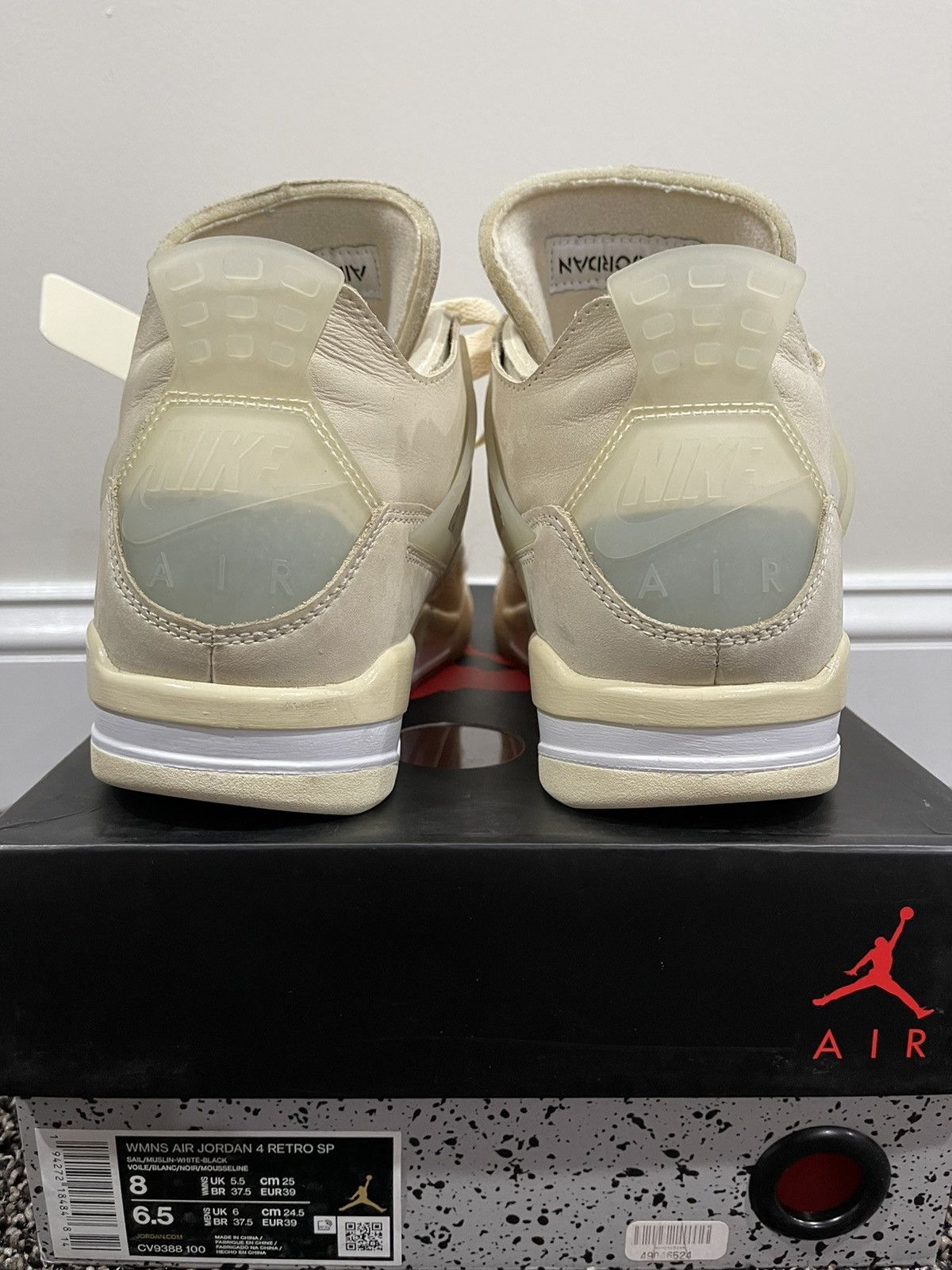 Jordan Brand × Off-White Air Jordan Retro 4 x Virgil Off-White Wmns “Sail” Sneaker Size US 6.5 / EU 39-40 - 3 Thumbnail