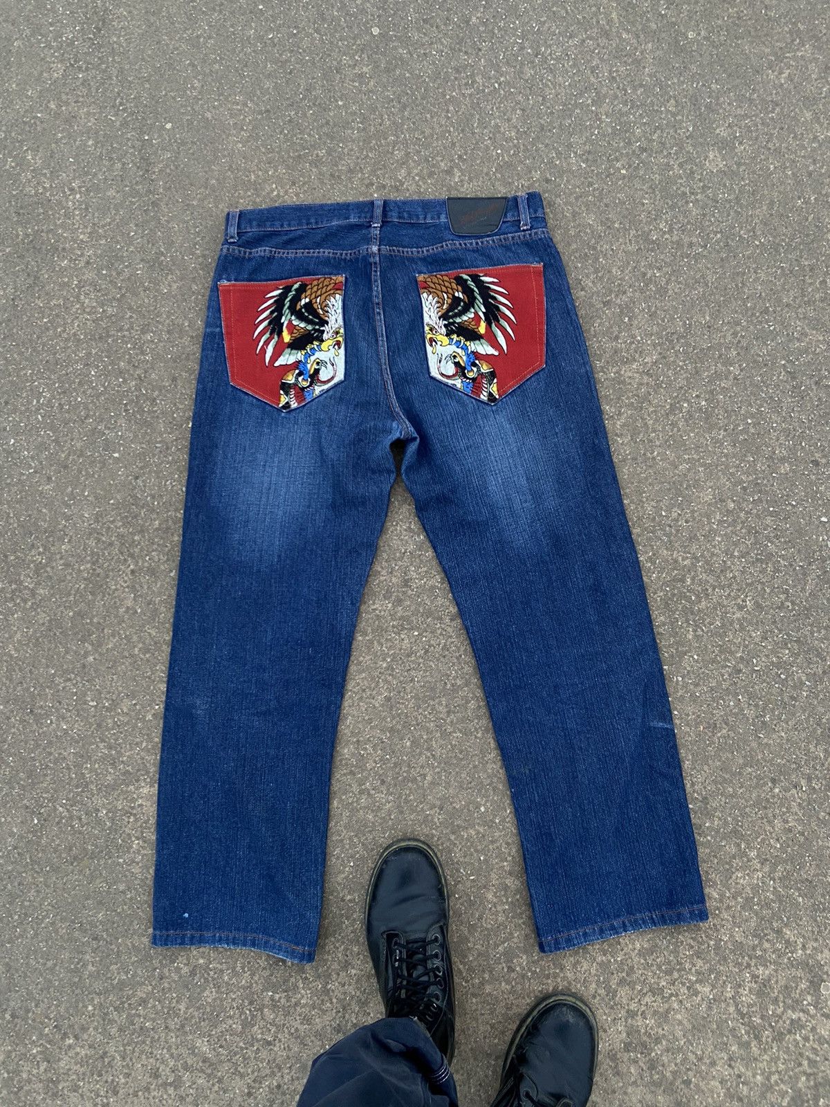 image of Christian Audigier x Ed Hardy Vintage Ed Hardy Baggy Jeans in Dark Blue, Men's (Size 36)