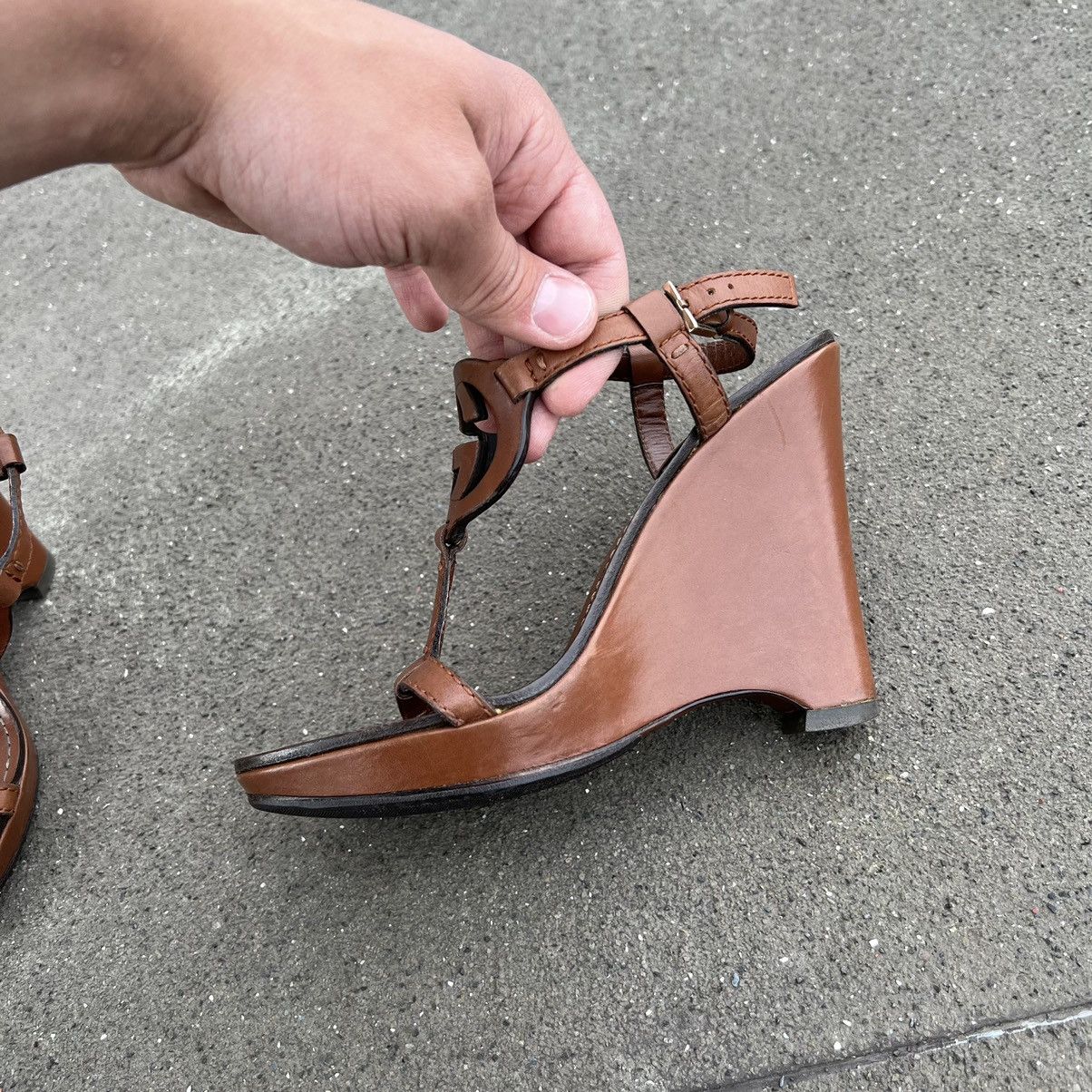 Gucci × Vintage Gucci Brown Leather GG Logo Heels Size US 5 / IT 35 - 3 Thumbnail