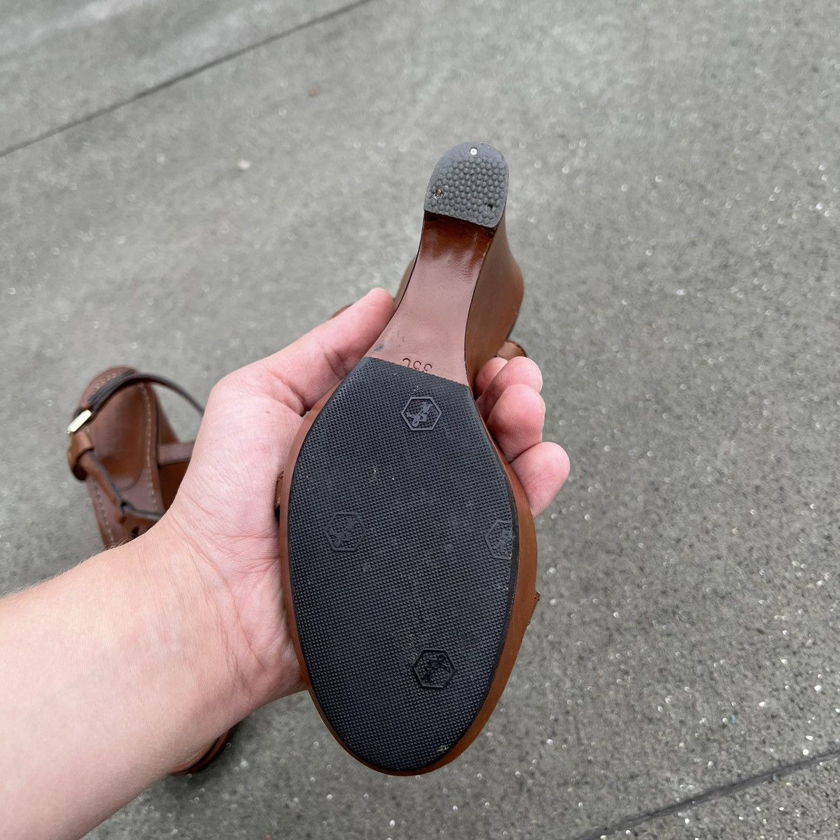 Gucci × Vintage Gucci Brown Leather GG Logo Heels Size US 5 / IT 35 - 4 Thumbnail