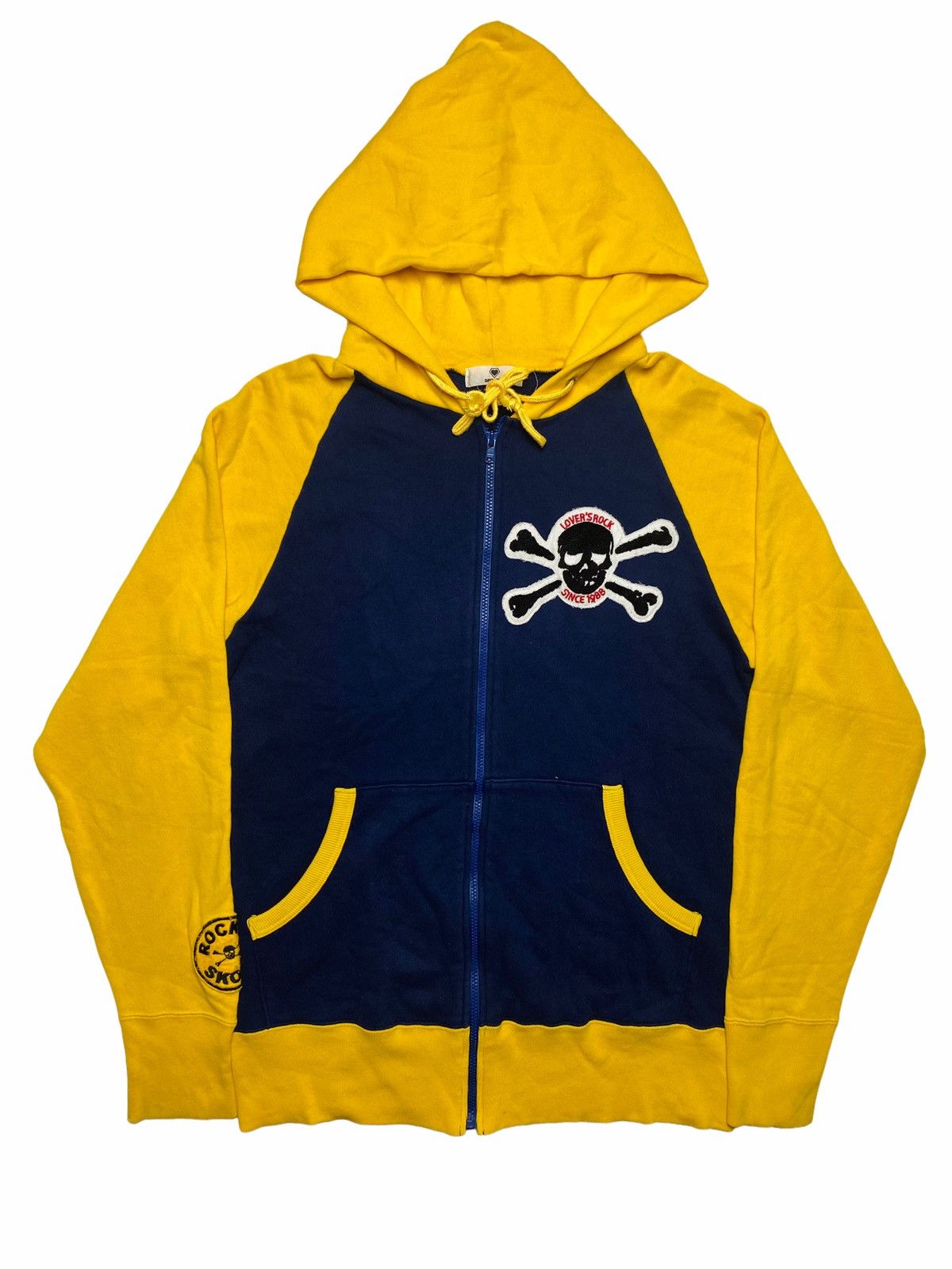 Japanese Brand 1990s Lovers Rock - Iconic Skull Two Tone Zip Hoodie Size US L / EU 52-54 / 3 - 6 Thumbnail