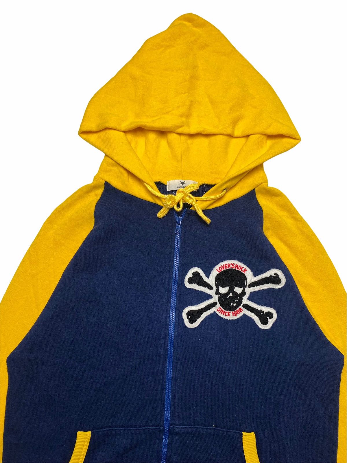 Japanese Brand 1990s Lovers Rock - Iconic Skull Two Tone Zip Hoodie Size US L / EU 52-54 / 3 - 4 Thumbnail