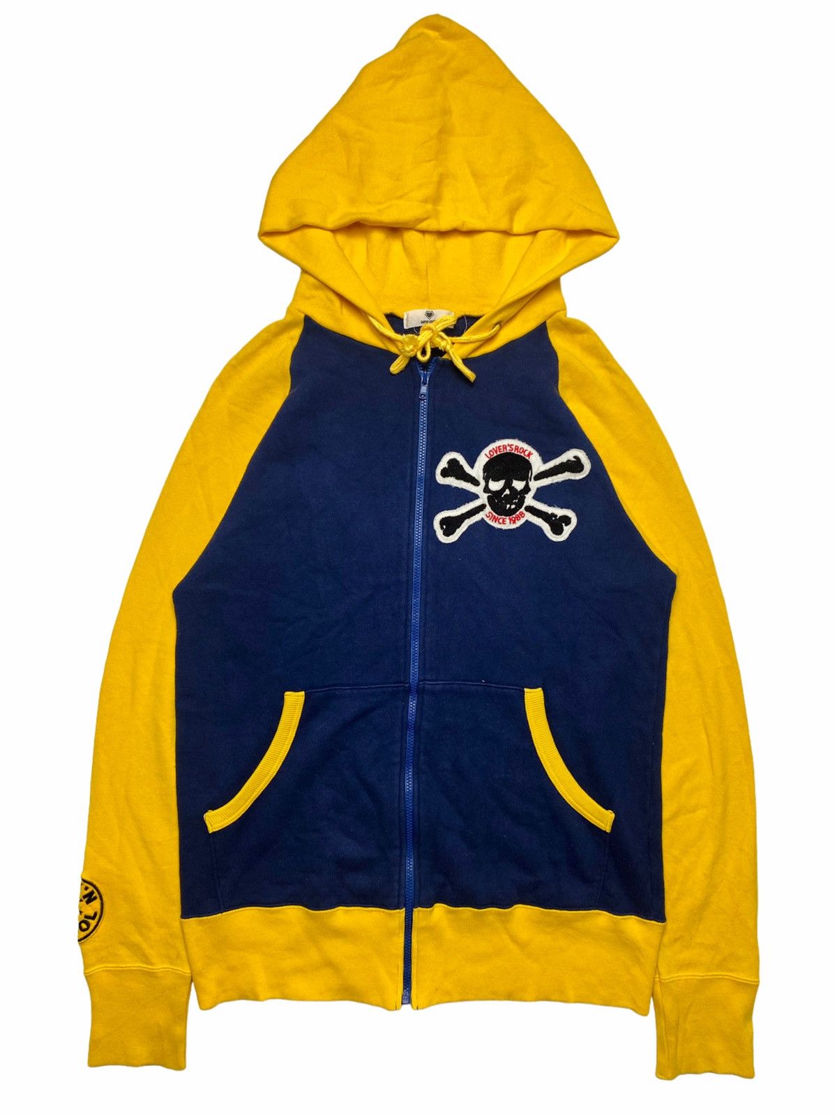 Japanese Brand 1990s Lovers Rock - Iconic Skull Two Tone Zip Hoodie Size US L / EU 52-54 / 3 - 1 Thumbnail