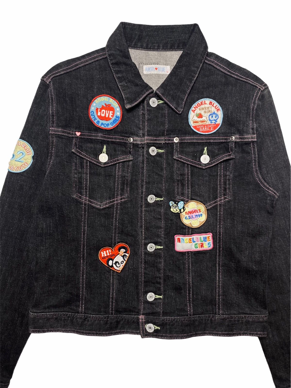 Angel Blue 1990s Angel Blue - Mini Patch Denim Jacket Size US M / EU 48-50 / 2 - 4 Thumbnail