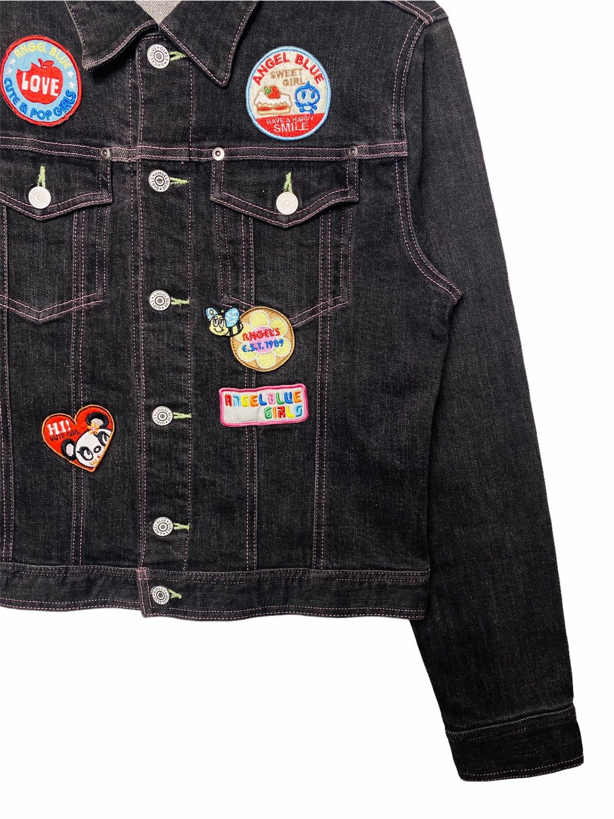Angel Blue 1990s Angel Blue - Mini Patch Denim Jacket Size US M / EU 48-50 / 2 - 5 Thumbnail